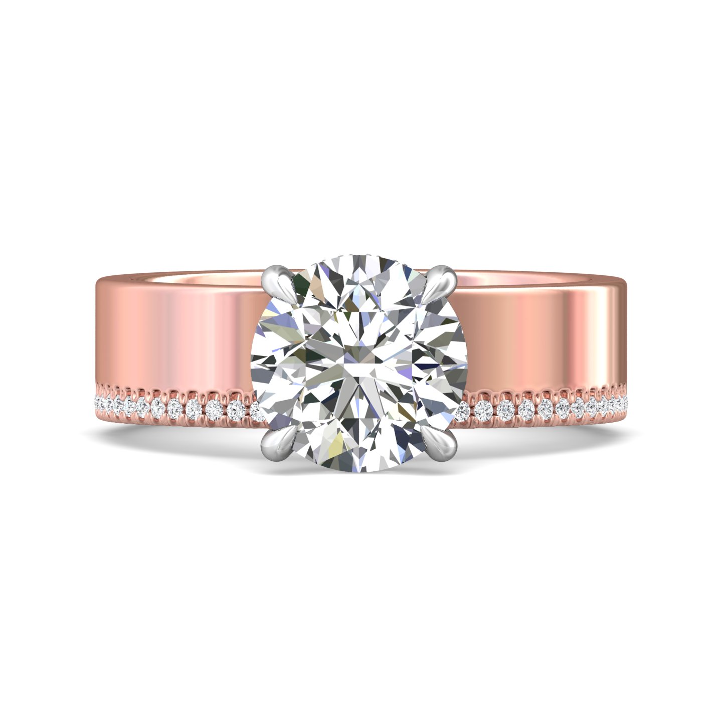 18K White and Rose Gold Round Diamond Engagement Ring