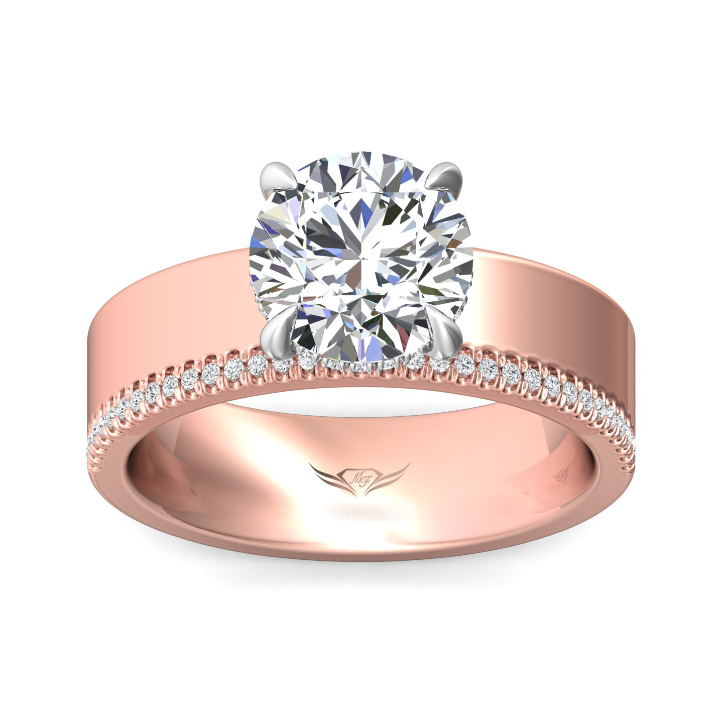 18K White and Rose Gold Round Diamond Engagement Ring