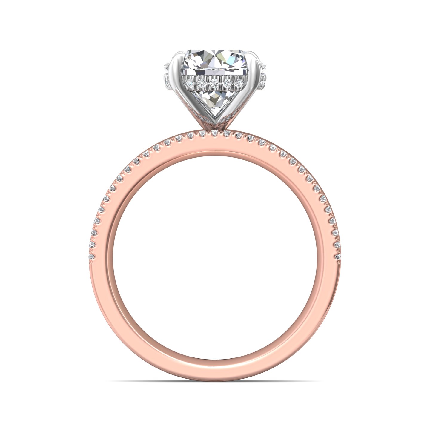 18K White and Rose Gold Round Diamond Engagement Ring