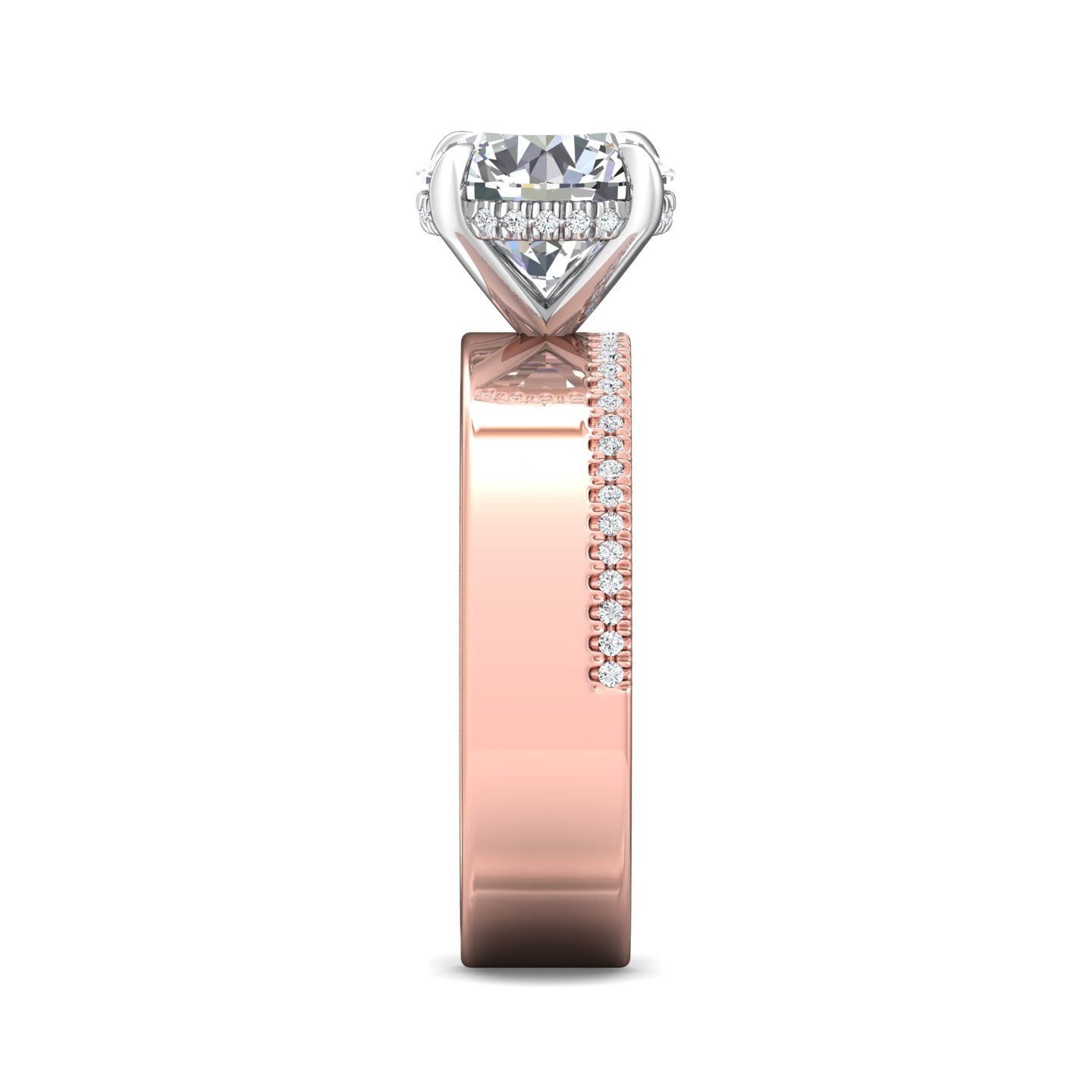 18K White and Rose Gold Round Diamond Engagement Ring