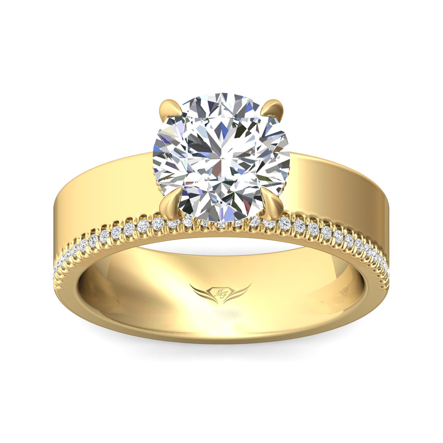 14K Yellow Gold Round Diamond Engagement Ring