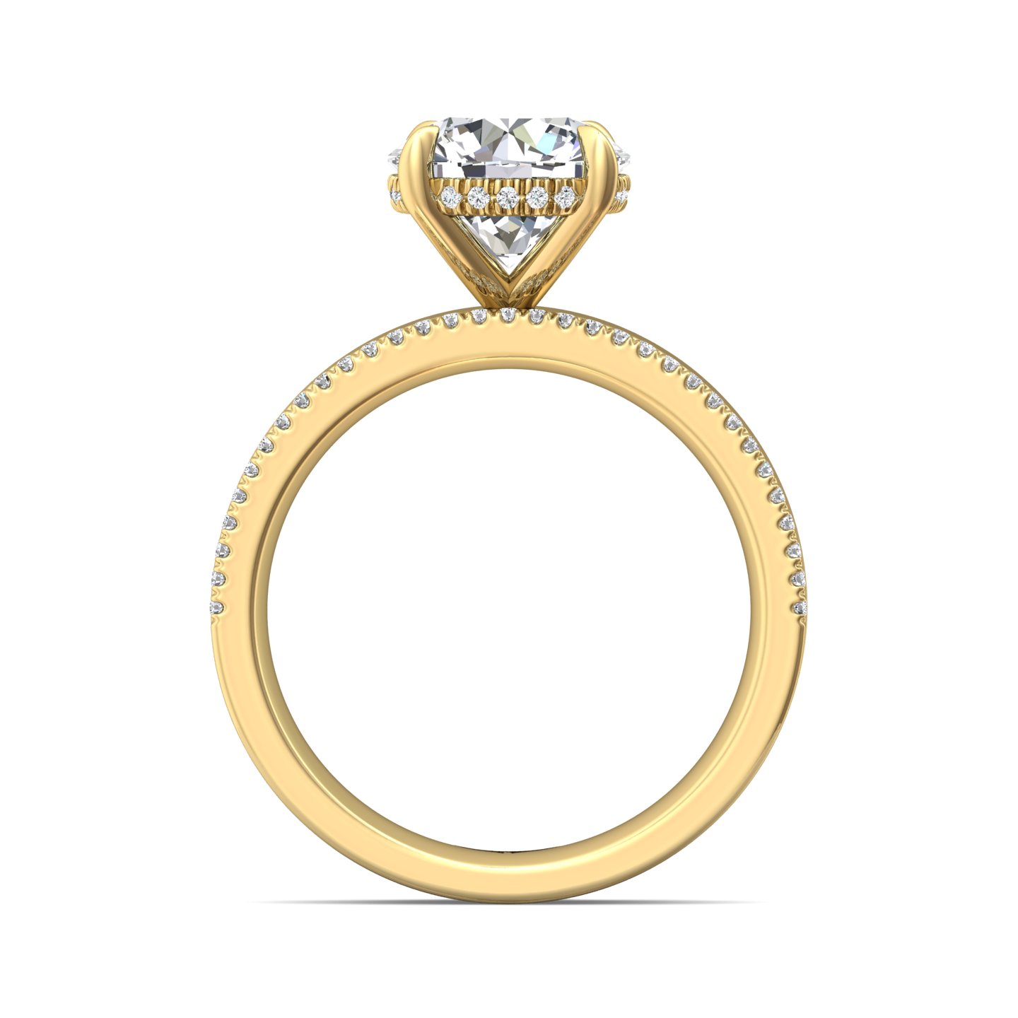 14K Yellow Gold Round Diamond Engagement Ring