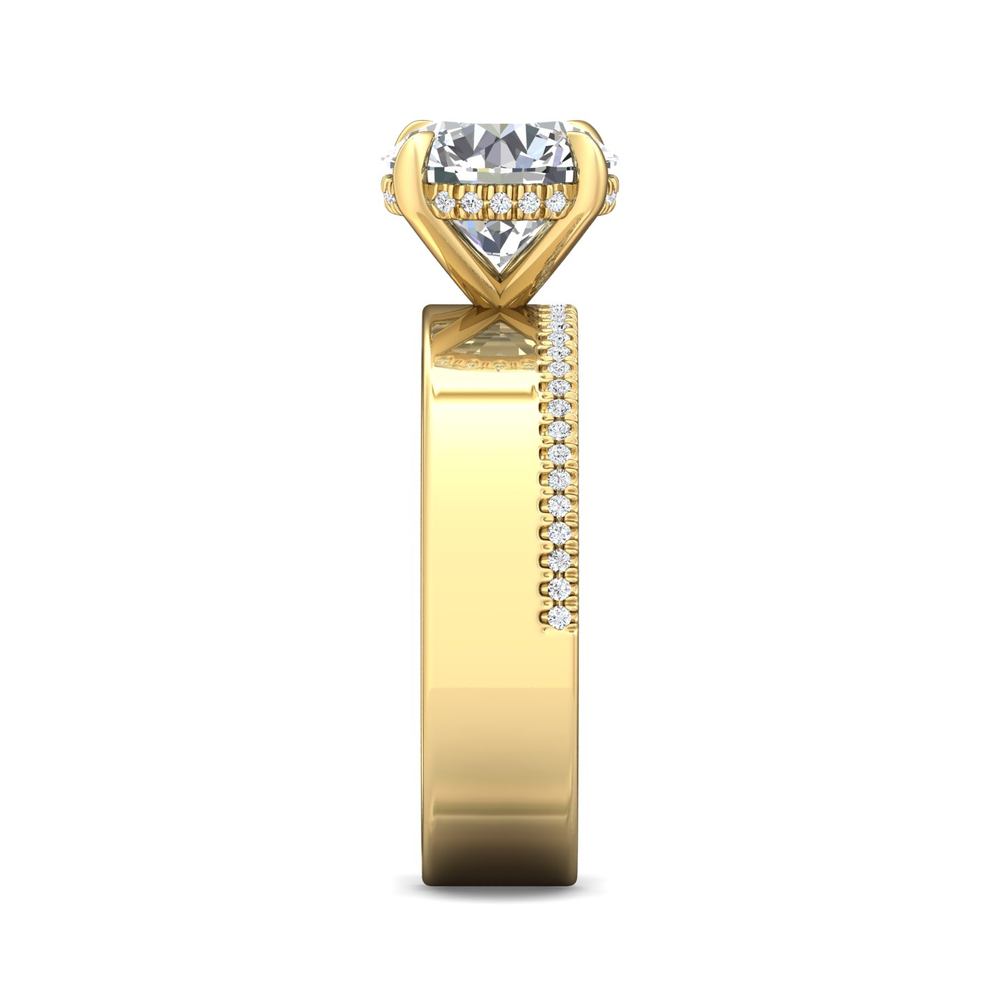 14K Yellow Gold Round Diamond Engagement Ring