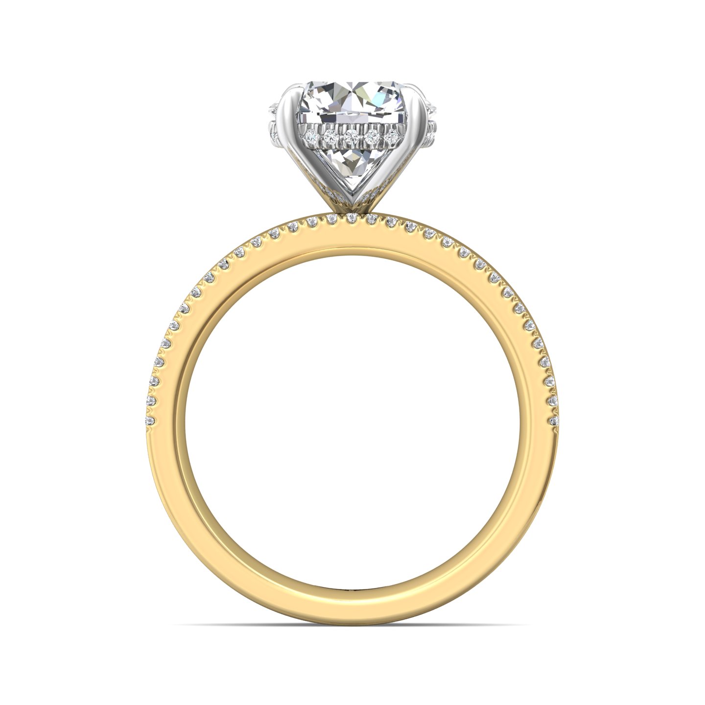 18K Yellow Gold and Platinum Round Diamond Engagement Ring