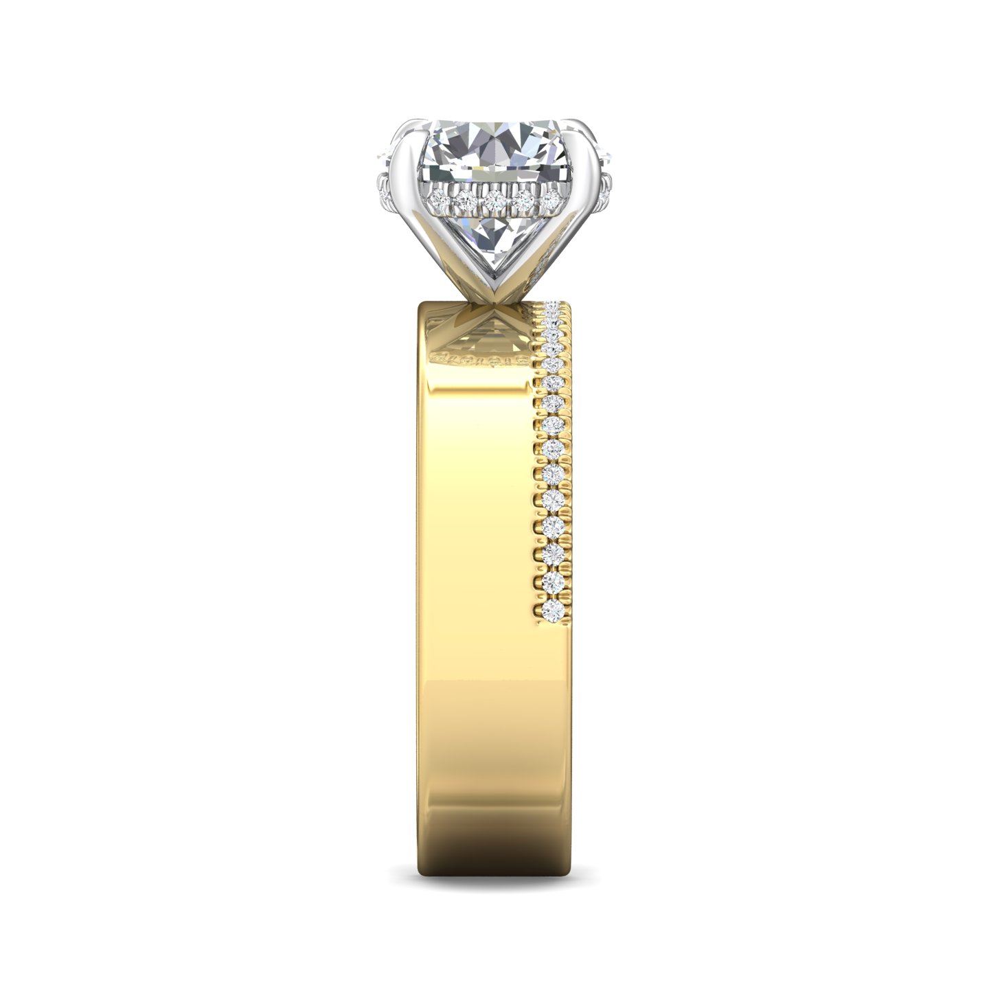18K Yellow Gold and Platinum Round Diamond Engagement Ring