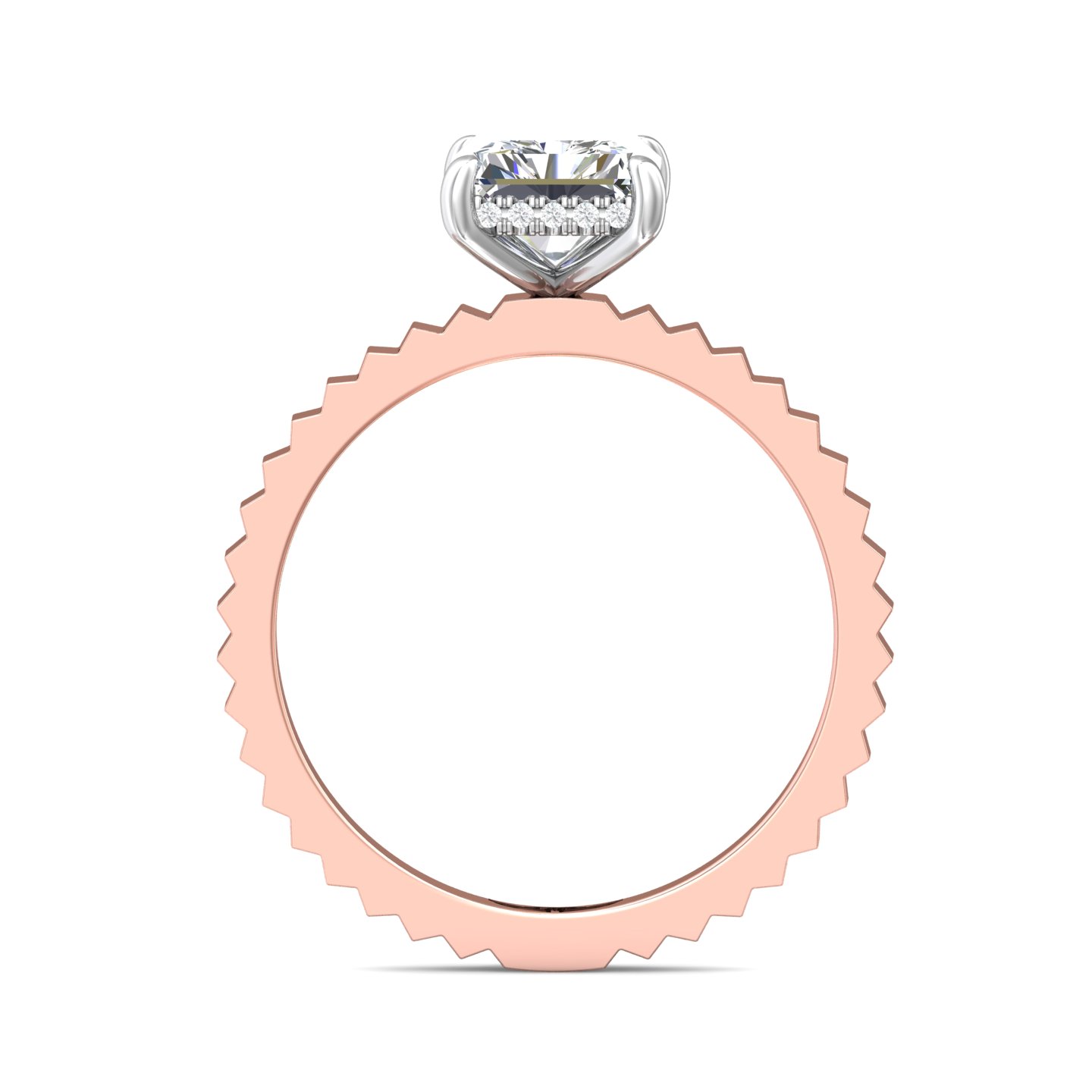 14K Rose and White Gold Radiant Diamond Engagement Ring