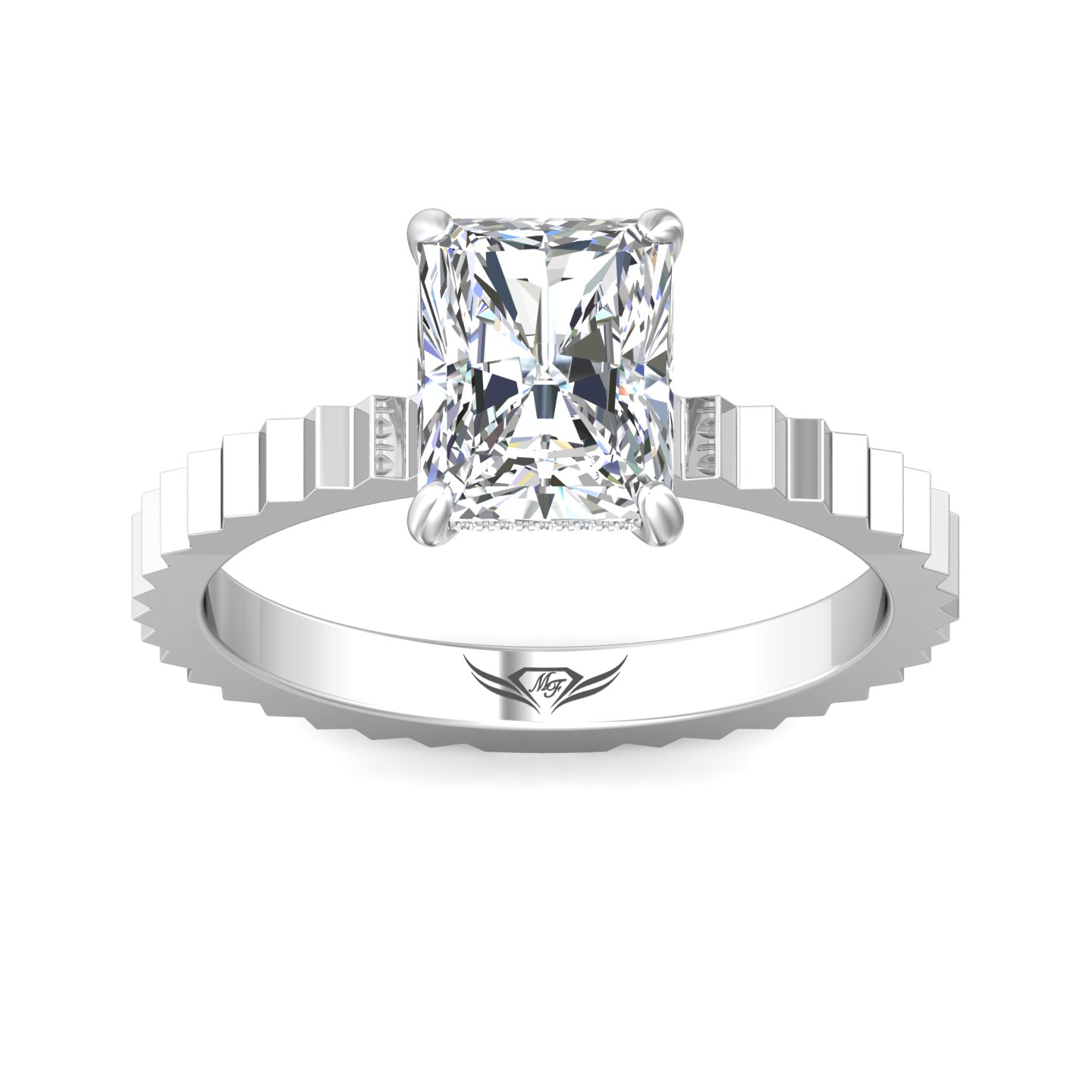14K White Gold Radiant Diamond Engagement Ring
