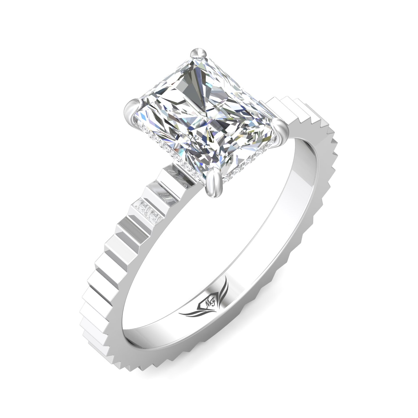 14K White Gold Radiant Diamond Engagement Ring