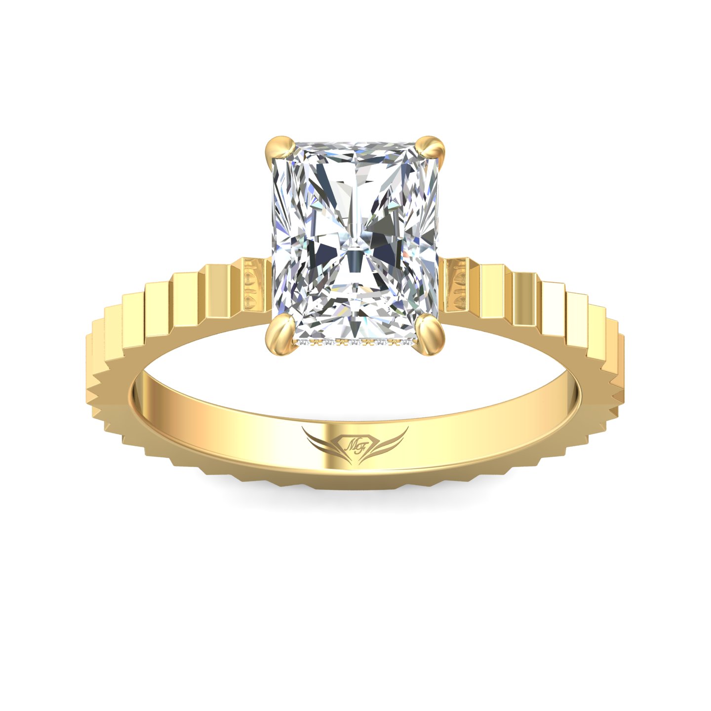 14K Yellow Gold Radiant Diamond Engagement Ring