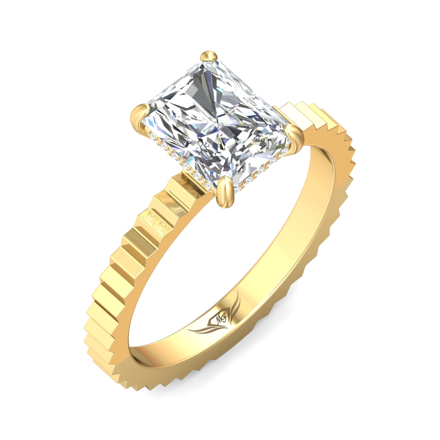 14K Yellow Gold Radiant Diamond Engagement Ring