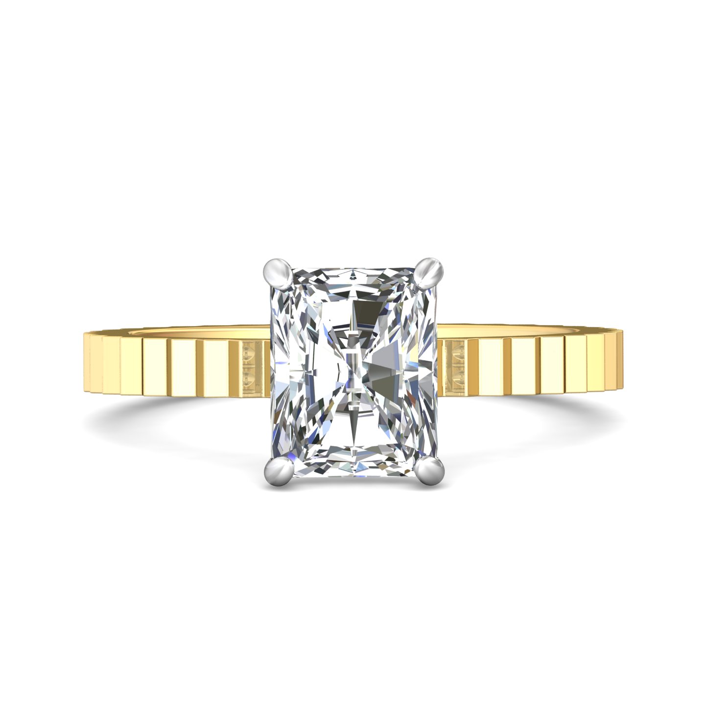 18K White and Yellow Gold Radiant Diamond Engagement Ring