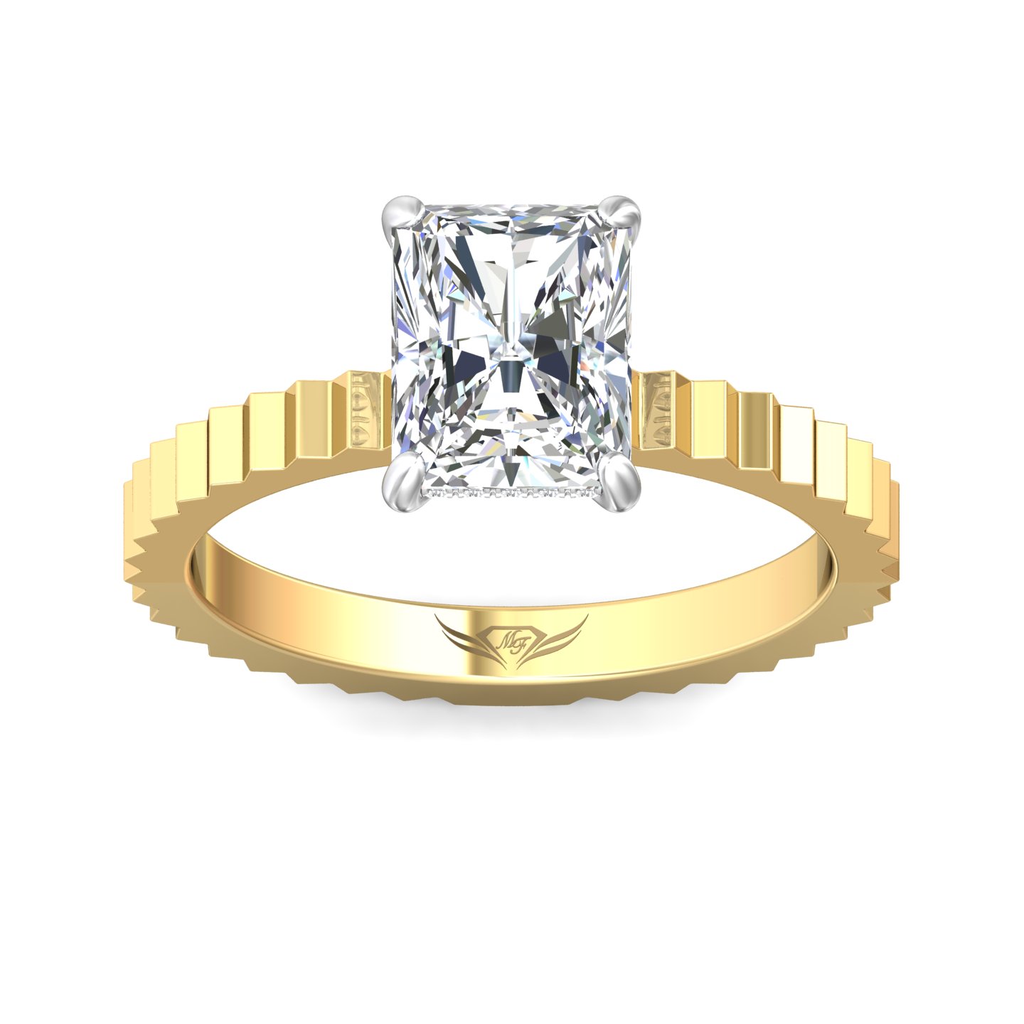 18K White and Yellow Gold Radiant Diamond Engagement Ring