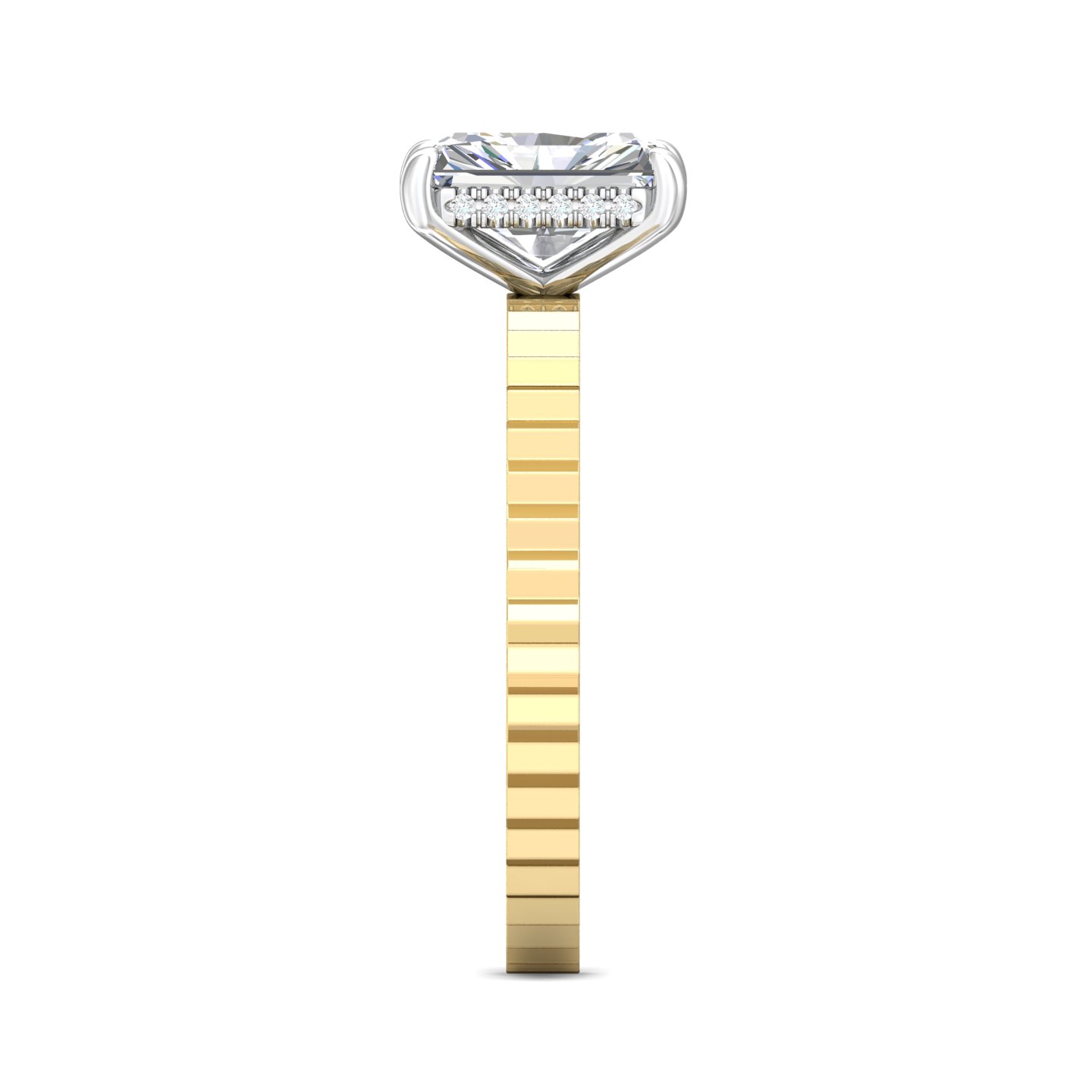 18K White and Yellow Gold Radiant Diamond Engagement Ring