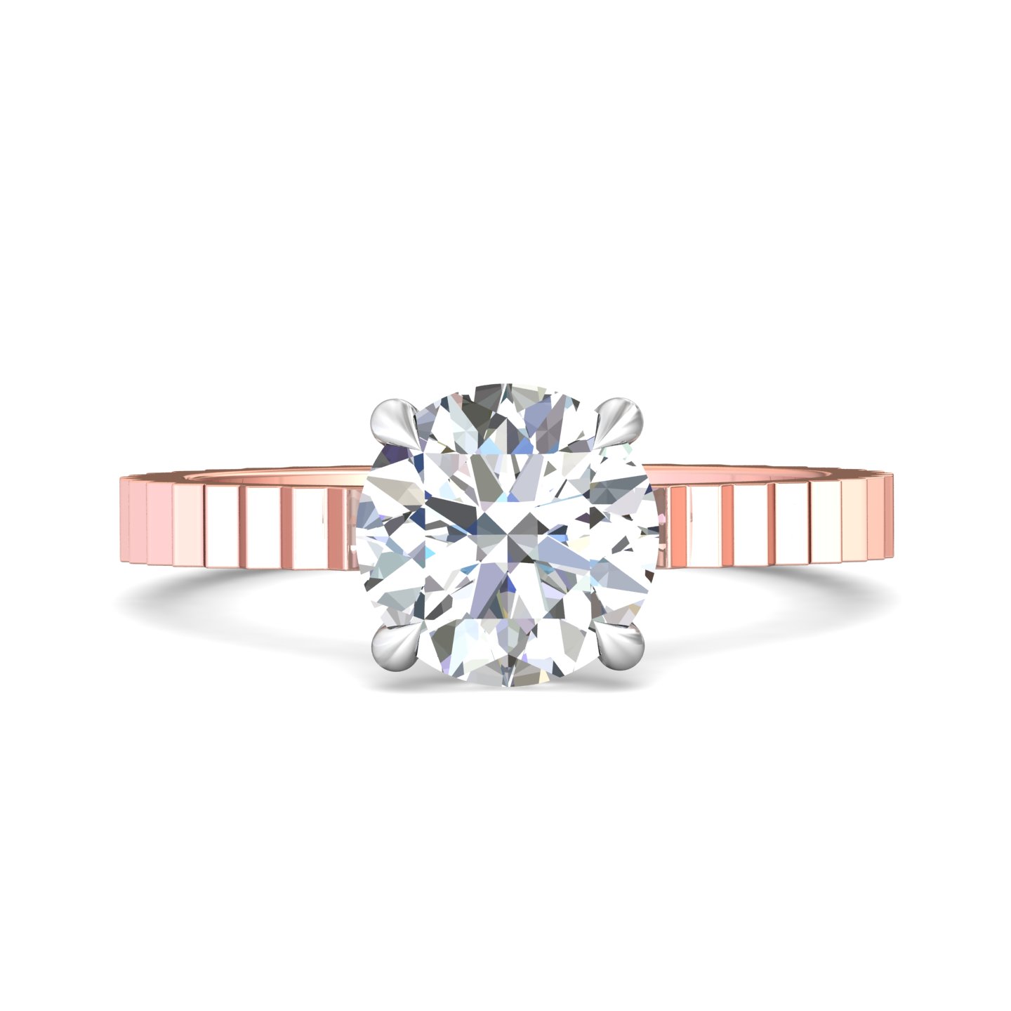 14K Rose and White Gold Round Diamond Engagement Ring