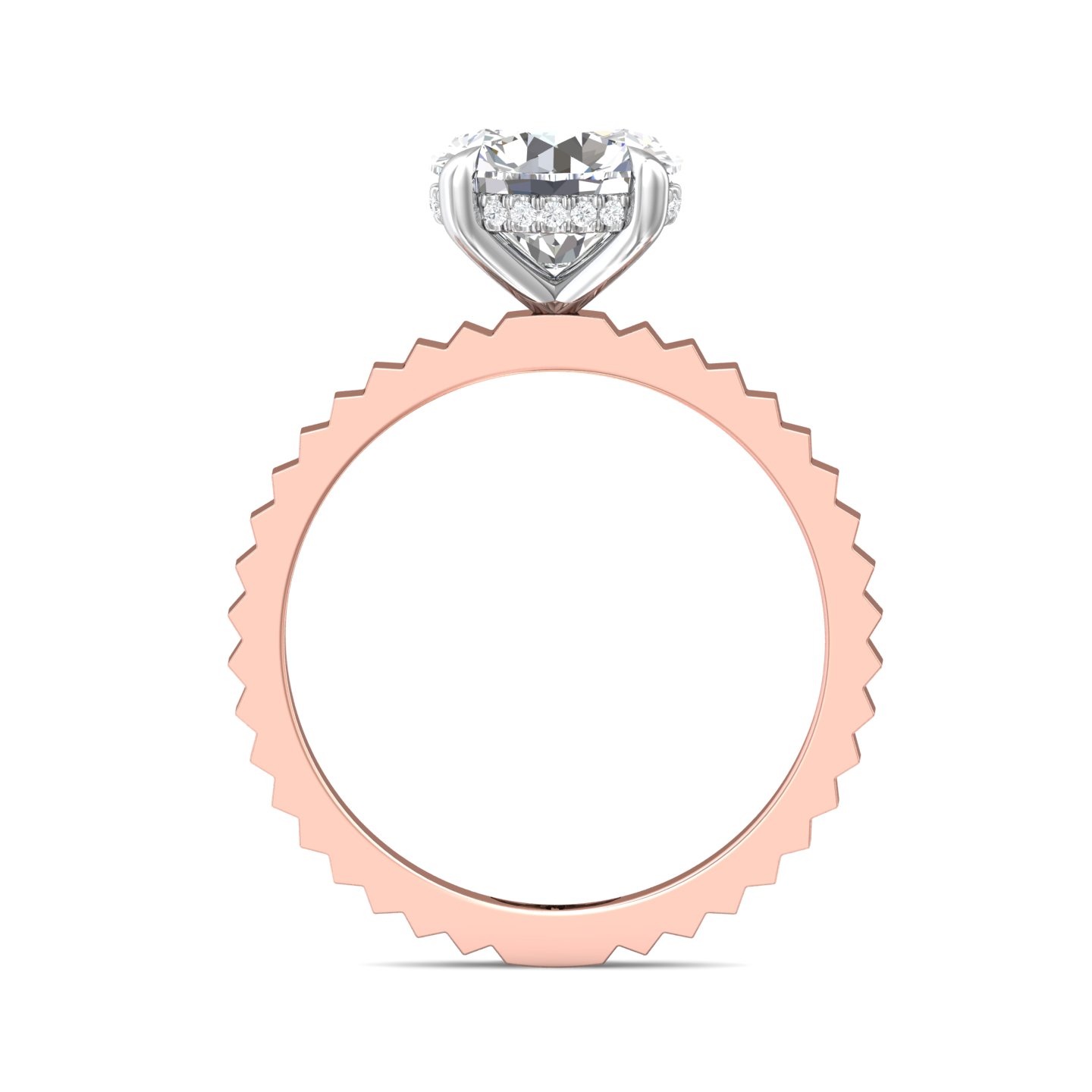 14K Rose and White Gold Round Diamond Engagement Ring