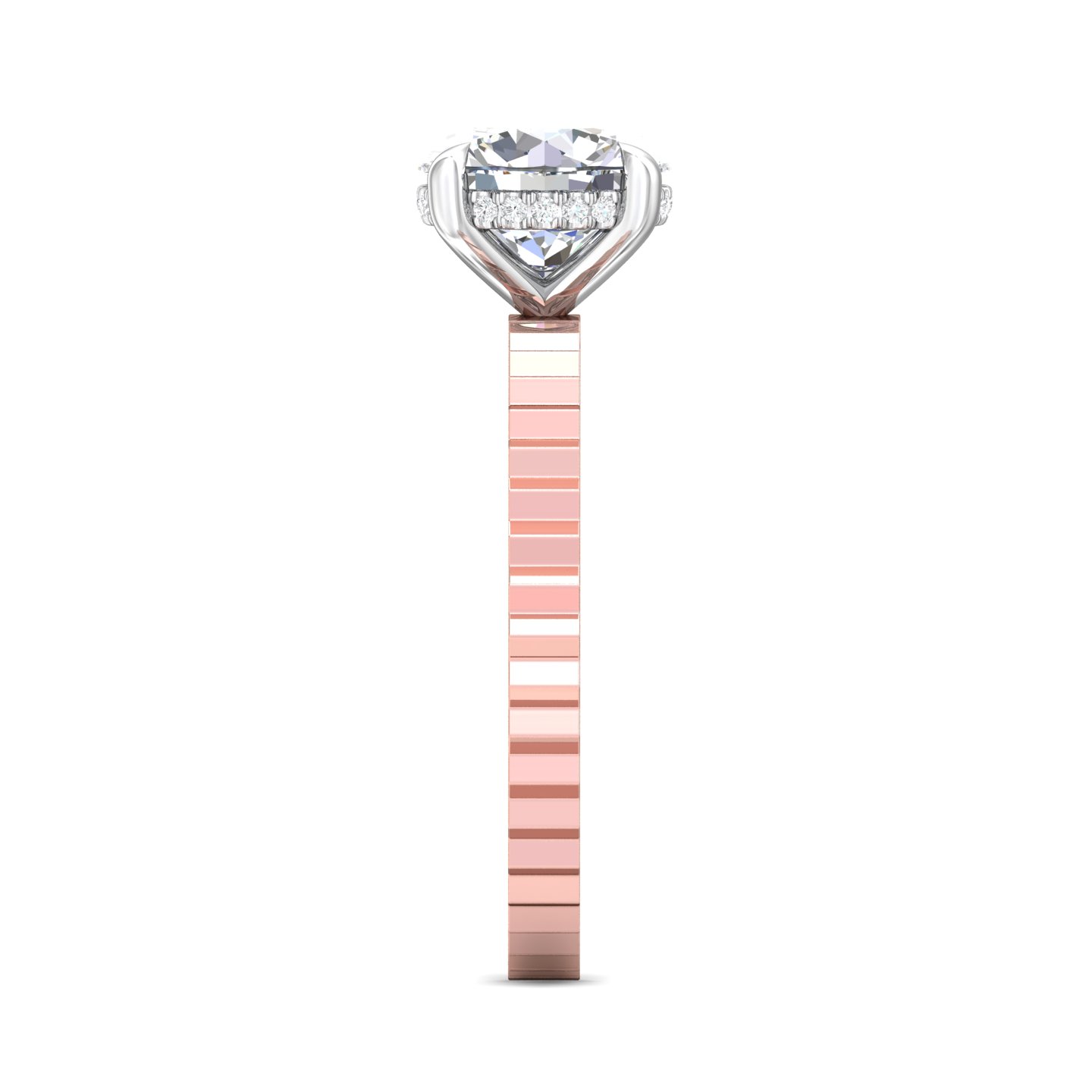 14K Rose and White Gold Round Diamond Engagement Ring