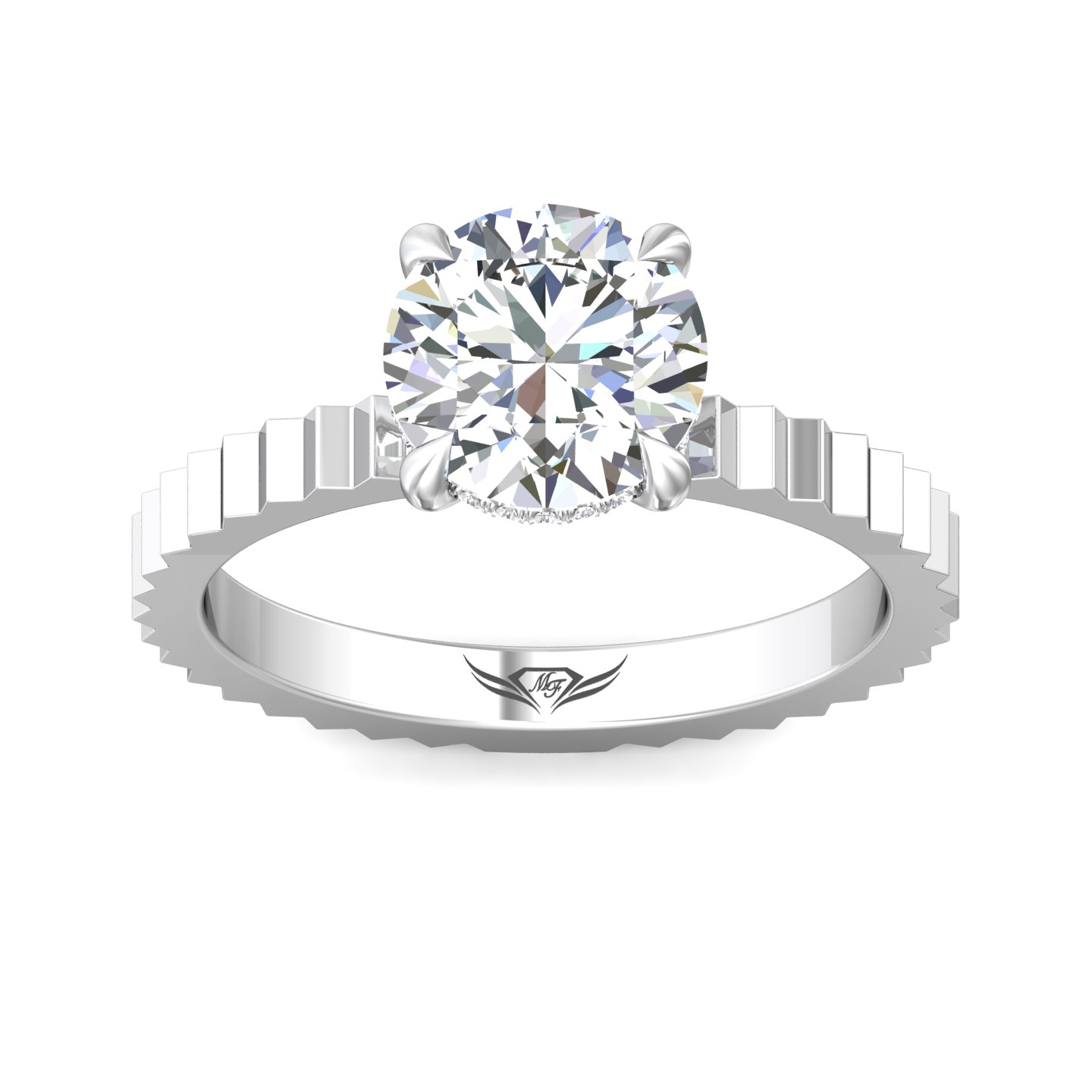 14K White Gold Round Diamond Engagement Ring