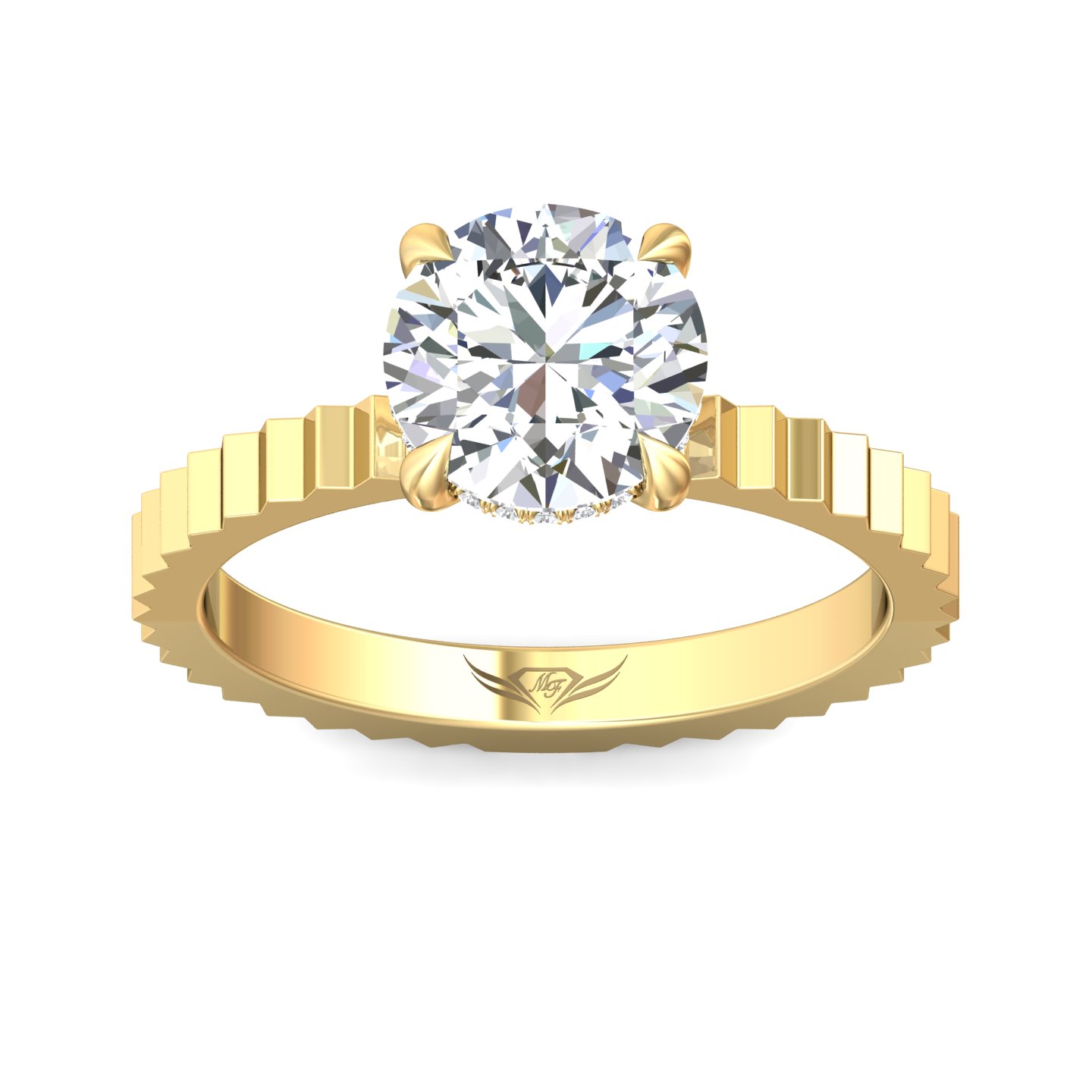 14K Yellow Gold Round Diamond Engagement Ring