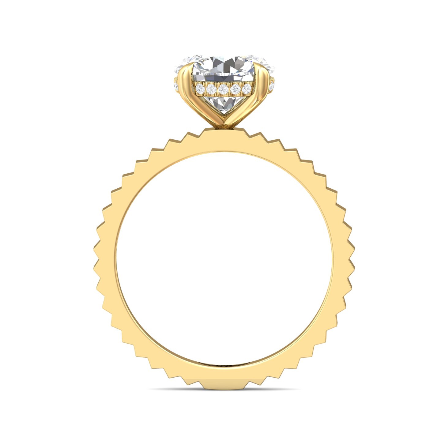 14K Yellow Gold Round Diamond Engagement Ring