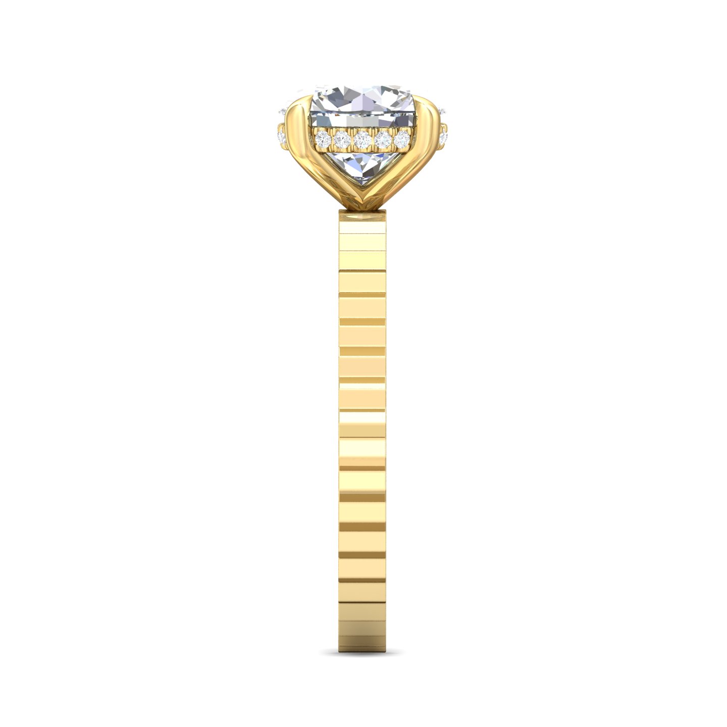 14K Yellow Gold Round Diamond Engagement Ring