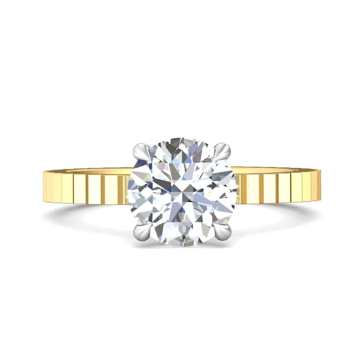 14K Yellow and White Gold Round Diamond Engagement Ring