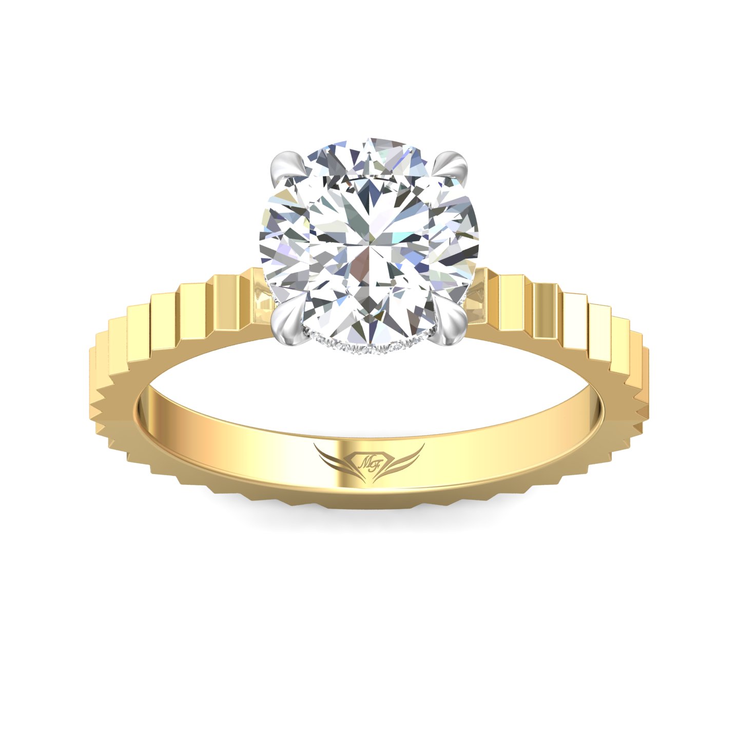 14K Yellow and White Gold Round Diamond Engagement Ring