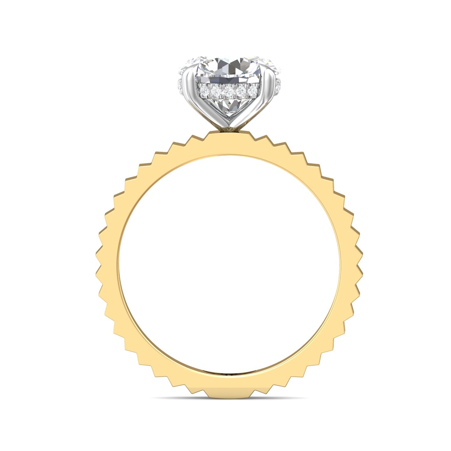 14K Yellow and White Gold Round Diamond Engagement Ring