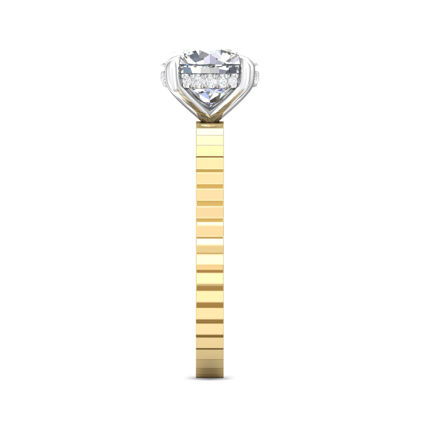 14K Yellow and White Gold Round Diamond Engagement Ring