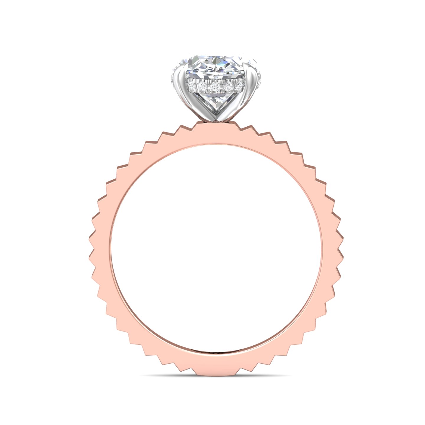 14K Rose and White Gold Oval Diamond Engagement Ring