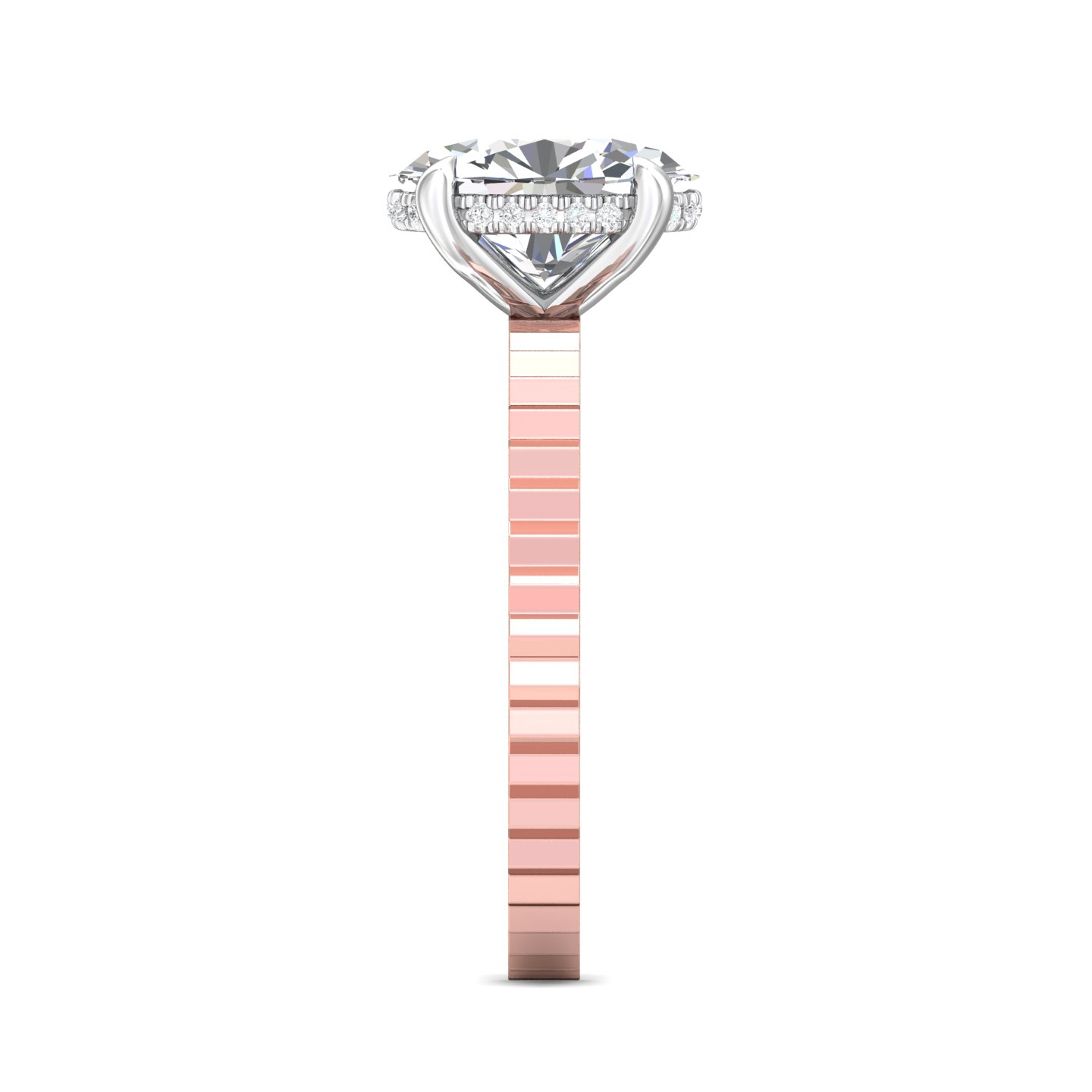 14K Rose and White Gold Oval Diamond Engagement Ring