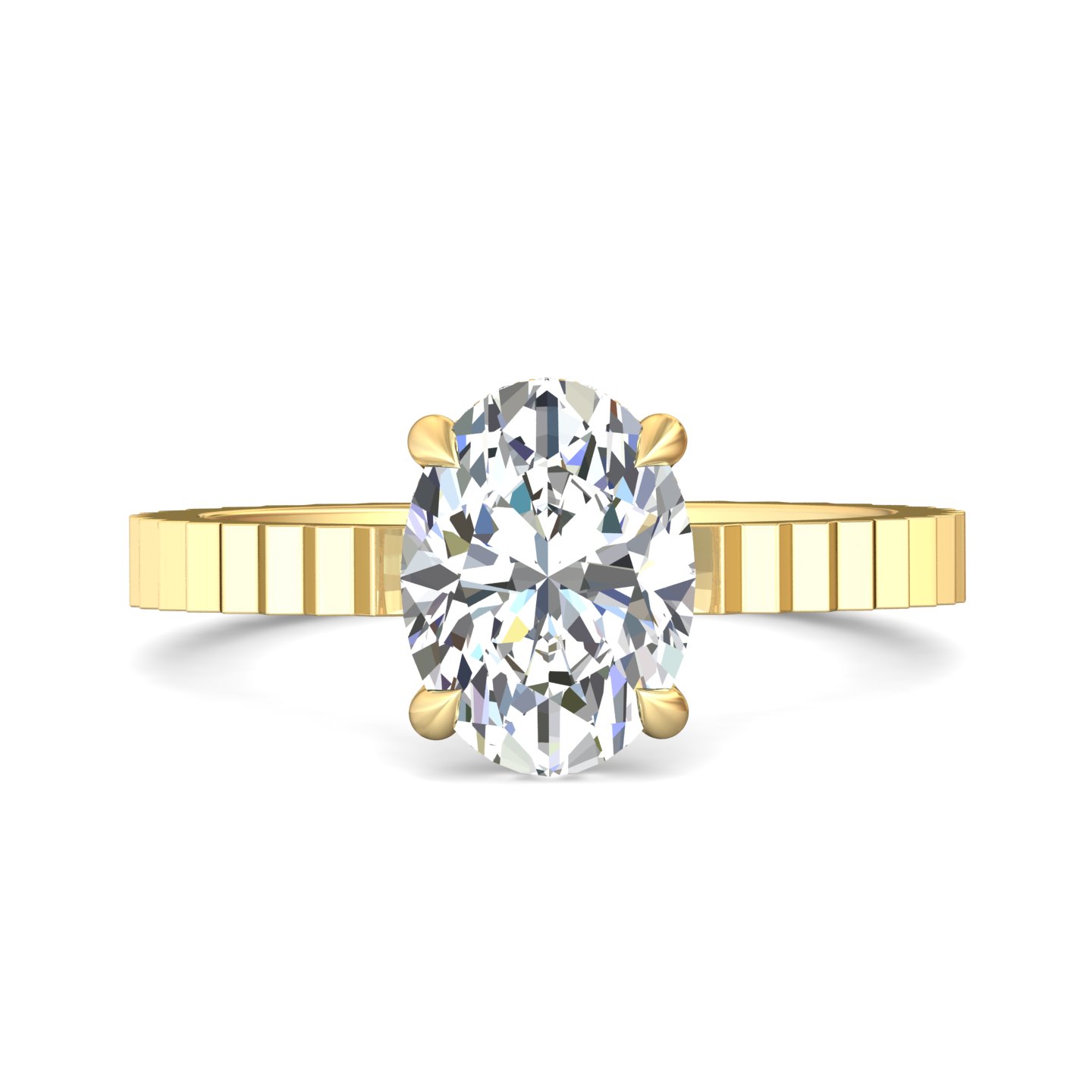 14K Yellow Gold Oval Diamond Engagement Ring