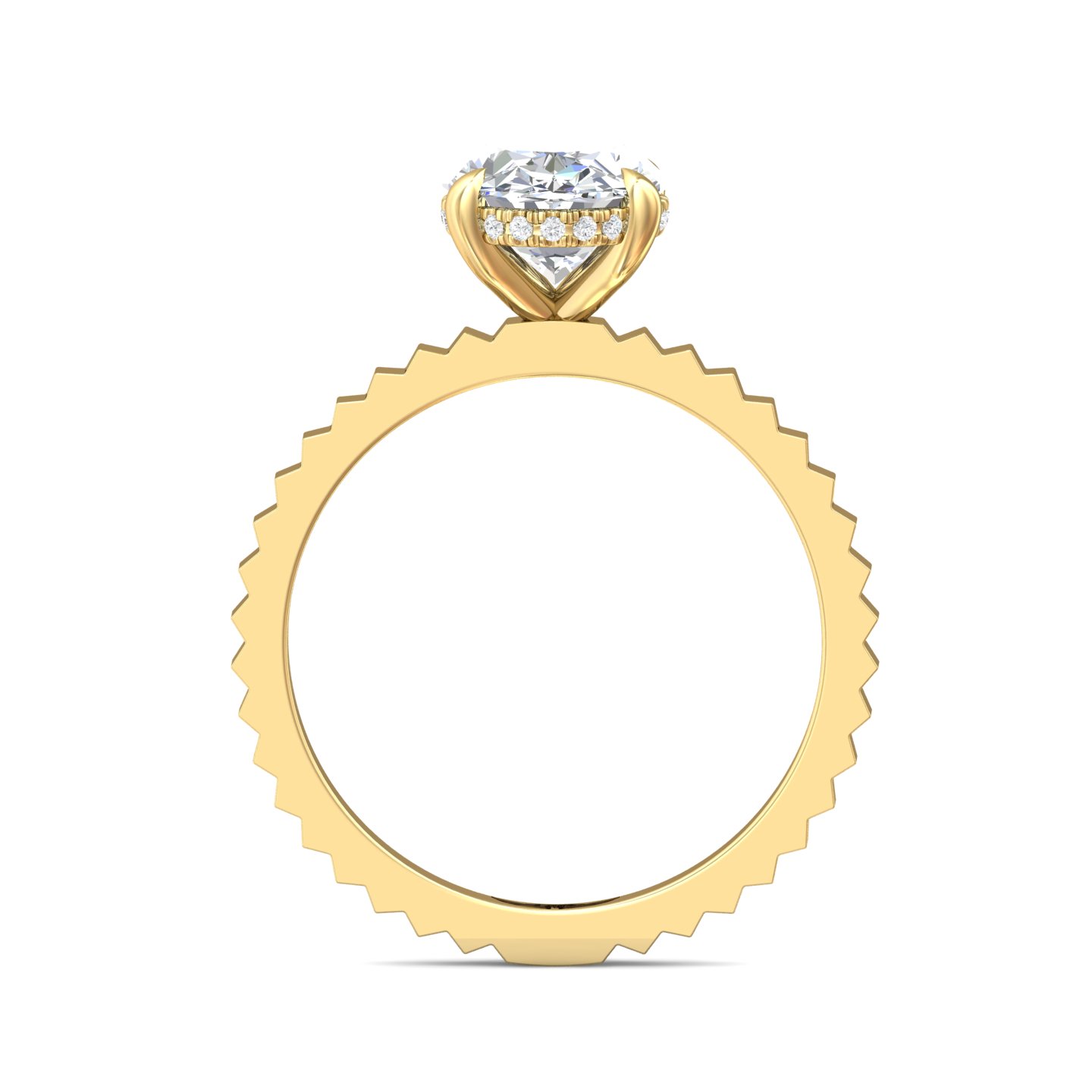 14K Yellow Gold Oval Diamond Engagement Ring