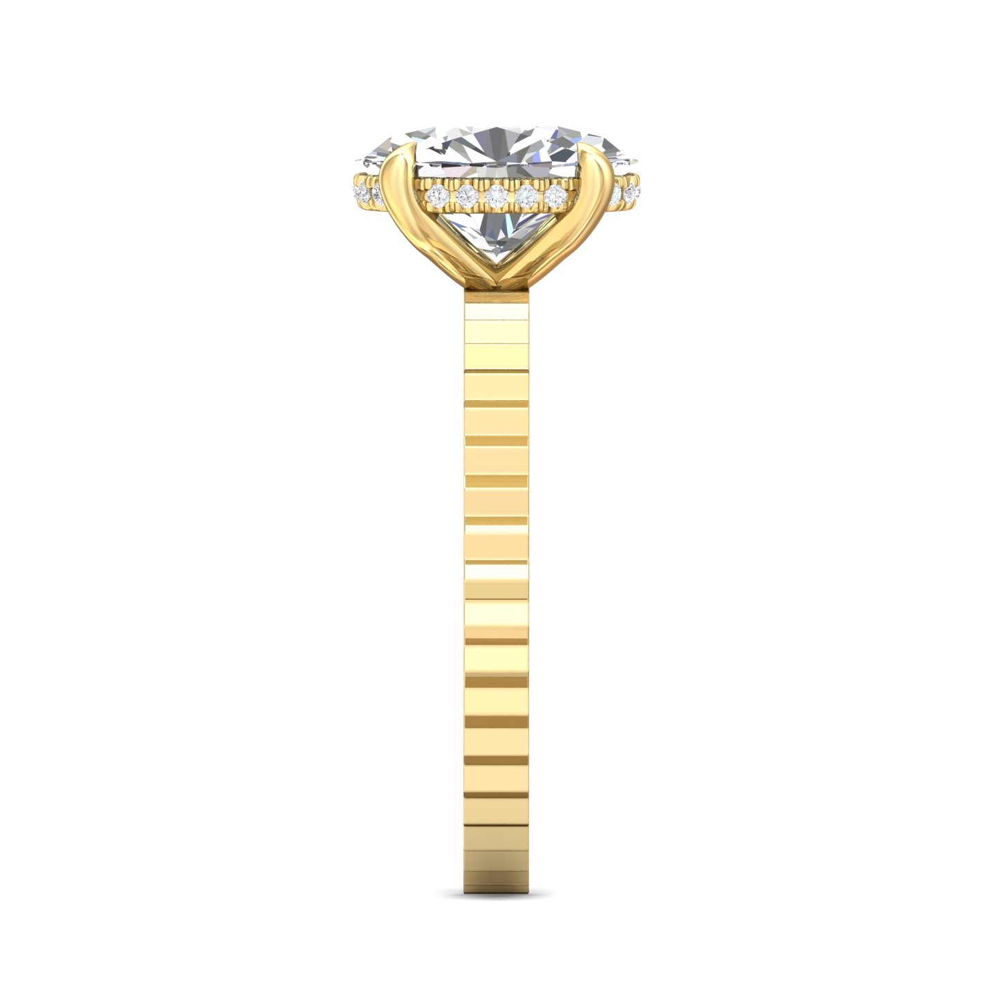 14K Yellow Gold Oval Diamond Engagement Ring