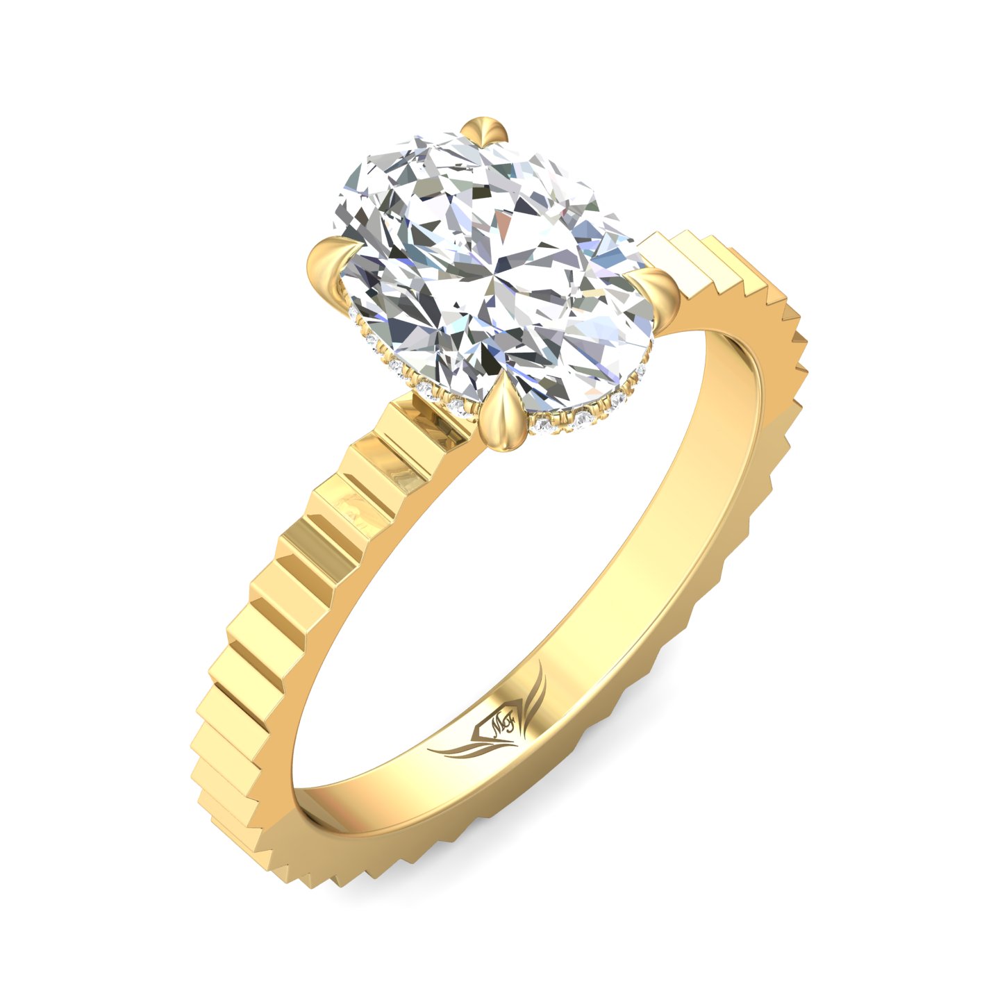 14K Yellow Gold Oval Diamond Engagement Ring