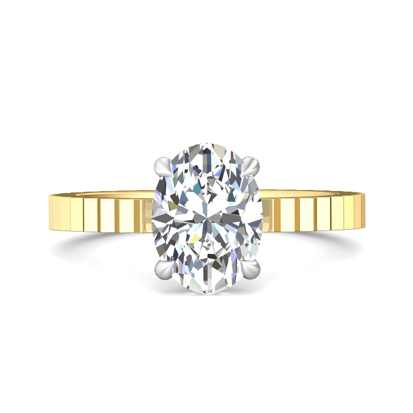 14K Yellow and White Gold Oval Diamond Engagement Ring
