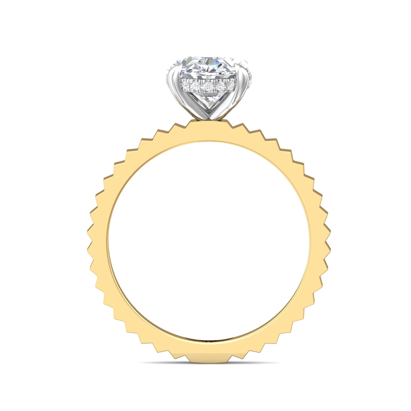 14K Yellow and White Gold Oval Diamond Engagement Ring