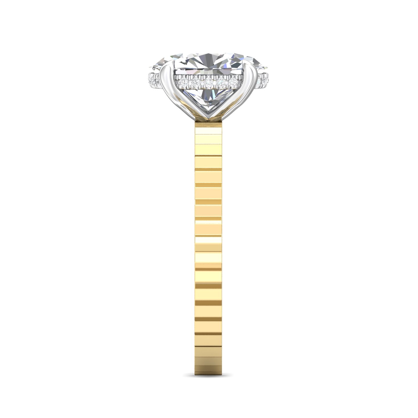 14K Yellow and White Gold Oval Diamond Engagement Ring