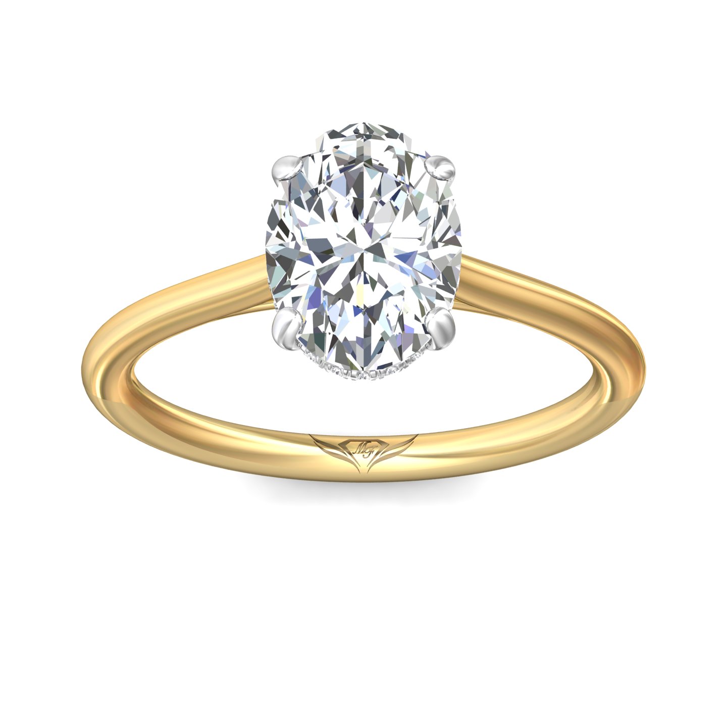 18K Yellow Gold and Platinum Oval Diamond Engagement Ring