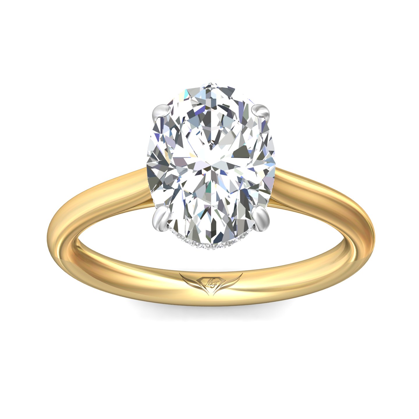 18K Yellow Gold and Platinum Oval Diamond Engagement Ring