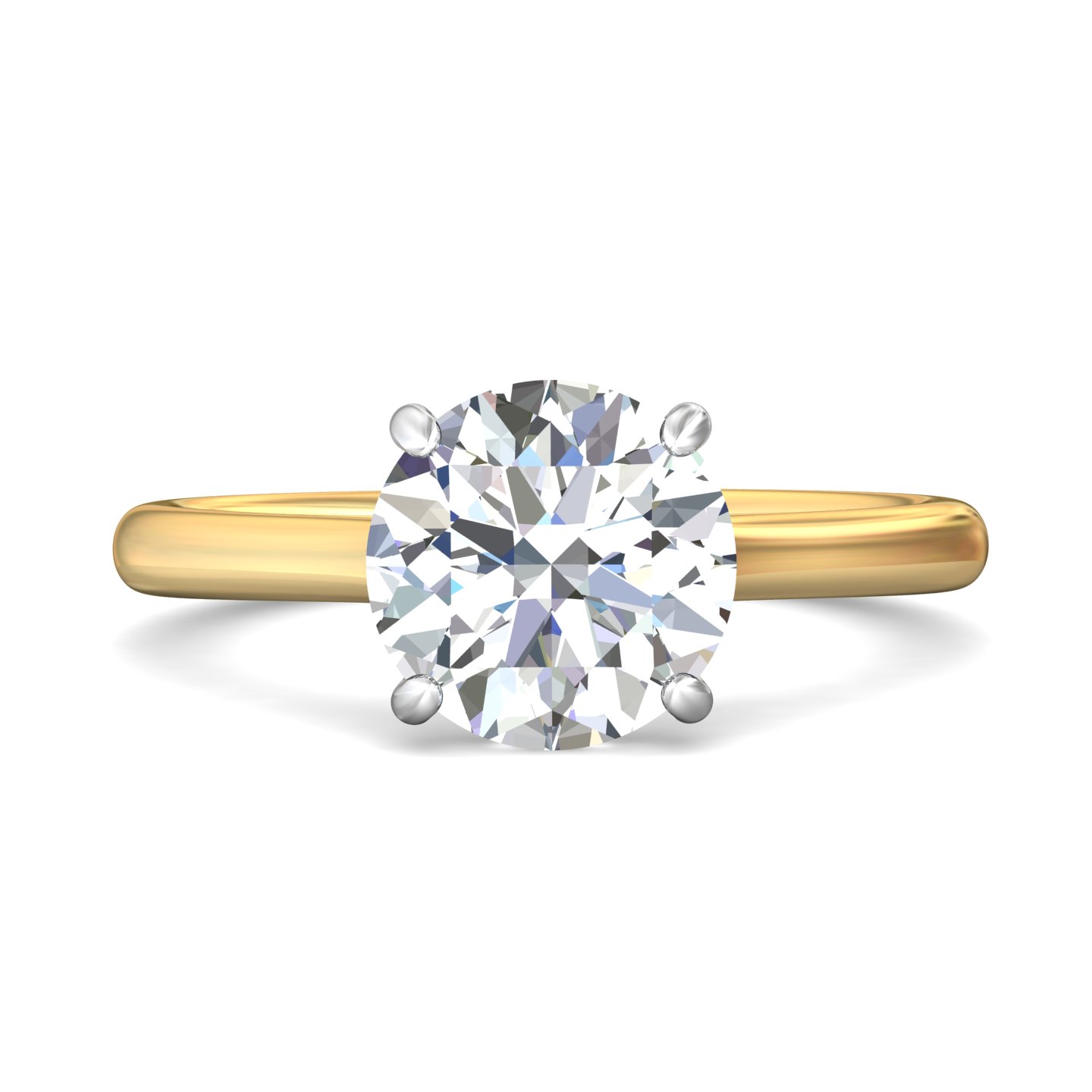 18K Yellow Gold and Platinum Round Diamond Engagement Ring