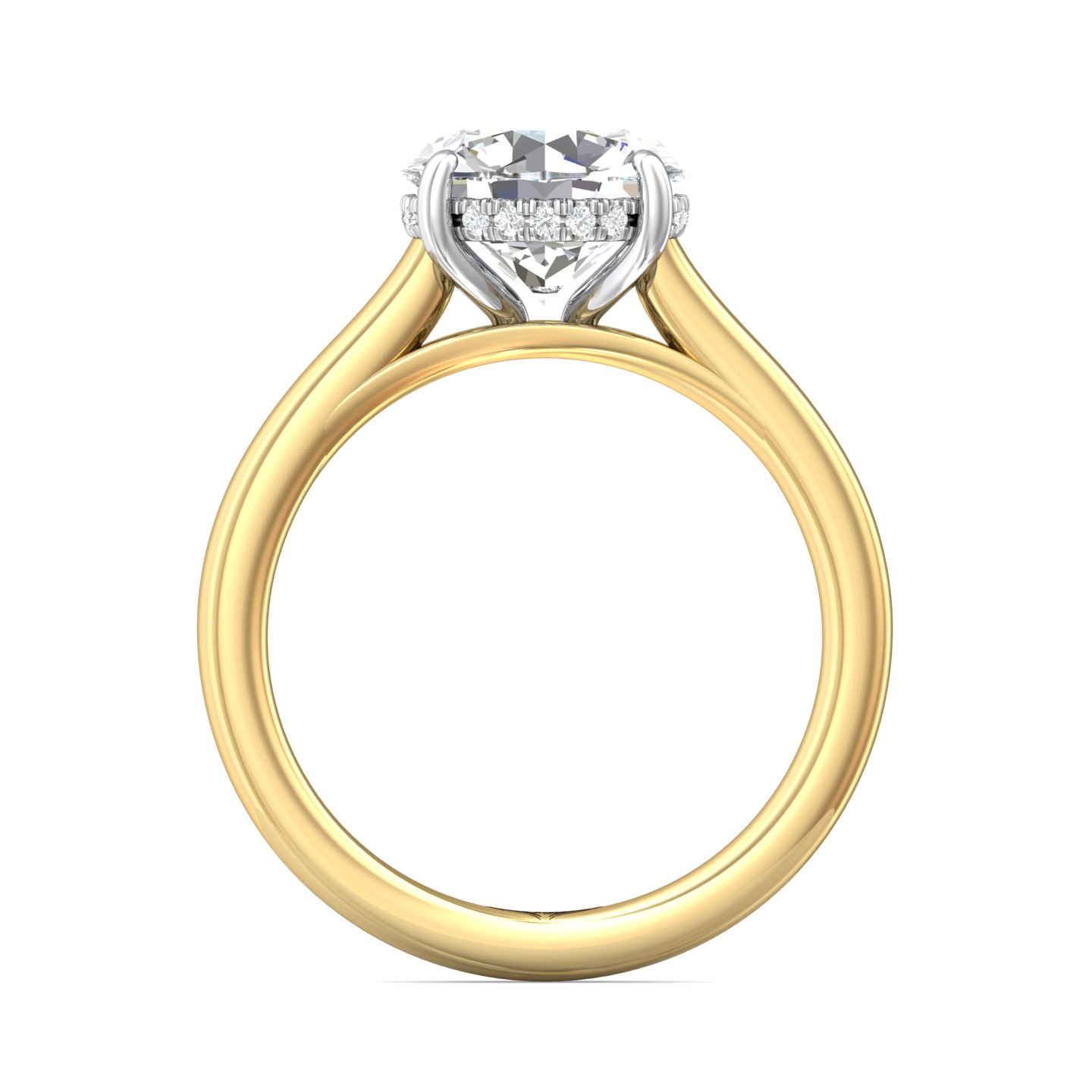 18K Yellow Gold and Platinum Round Diamond Engagement Ring