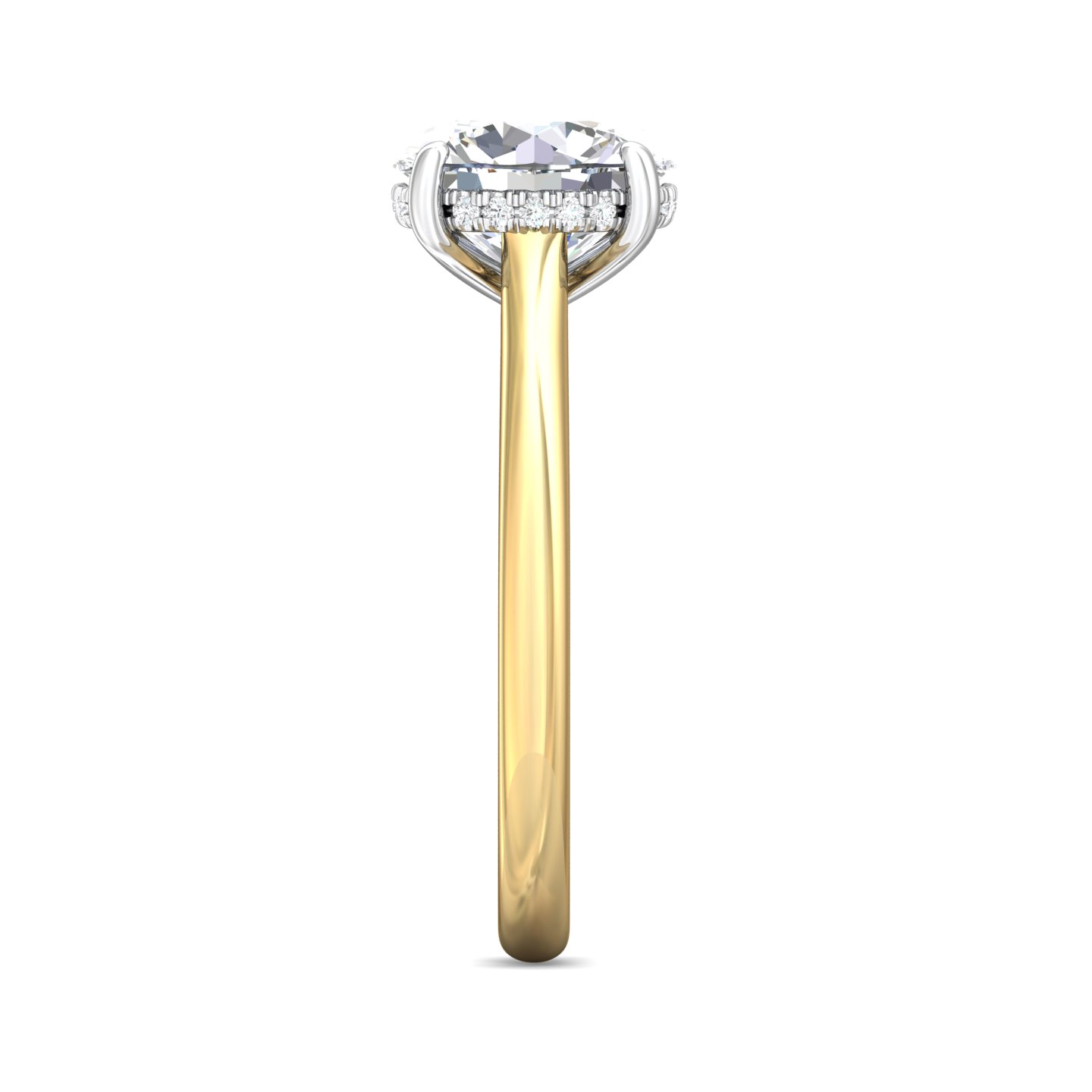 18K Yellow Gold and Platinum Round Diamond Engagement Ring