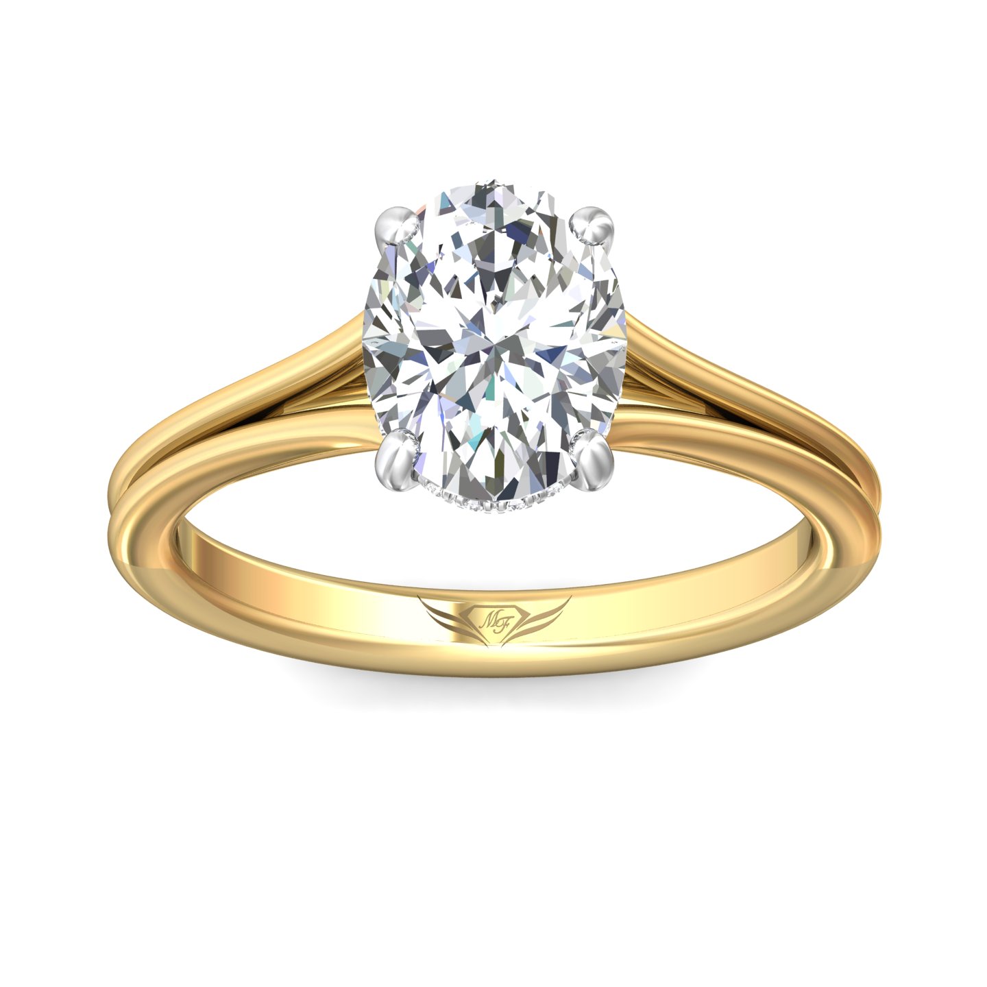 14K Yellow and Platinum Split Shank Engagement Ring