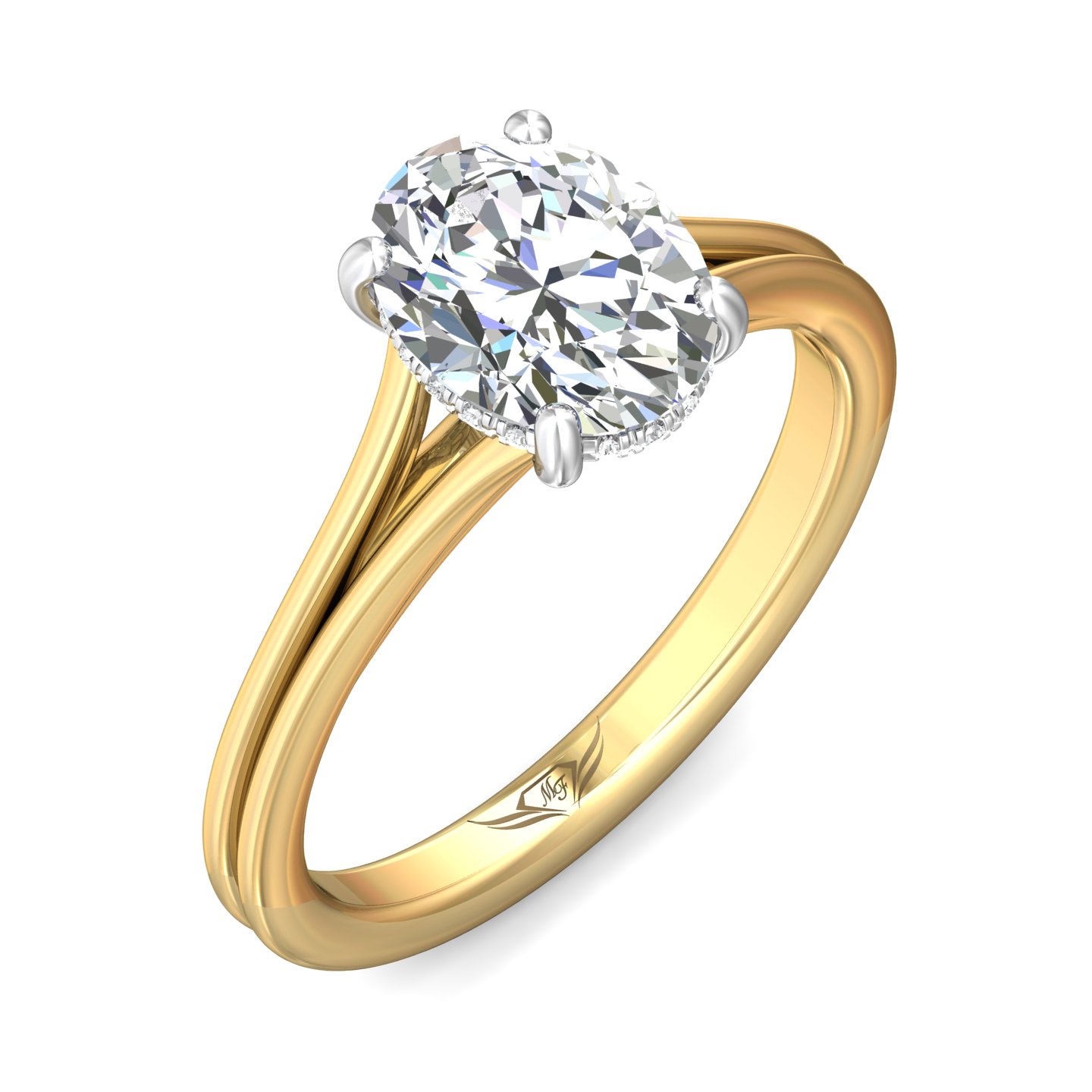 14K Yellow and Platinum Split Shank Engagement Ring
