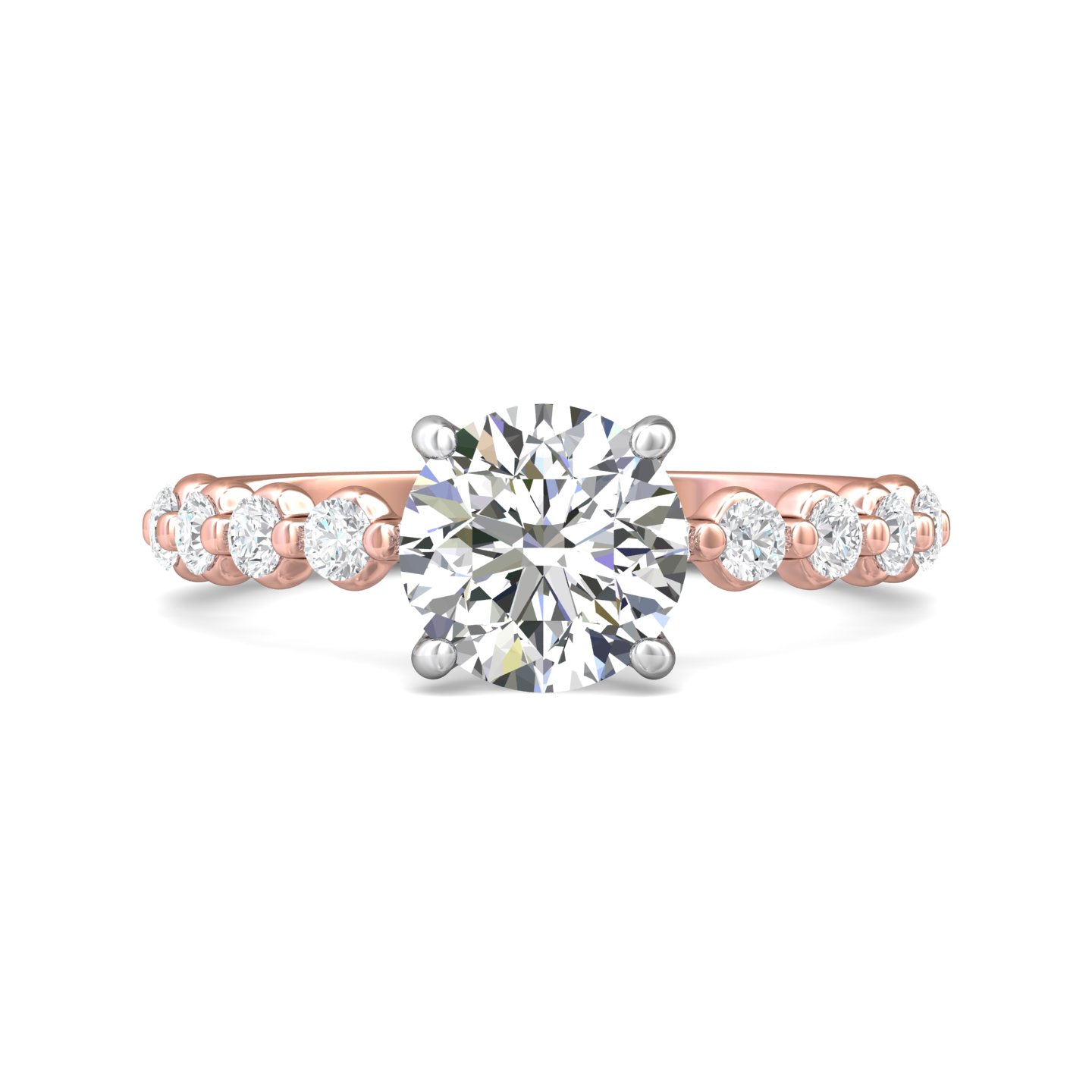 18K White and Rose Gold Round Diamond Engagement Ring