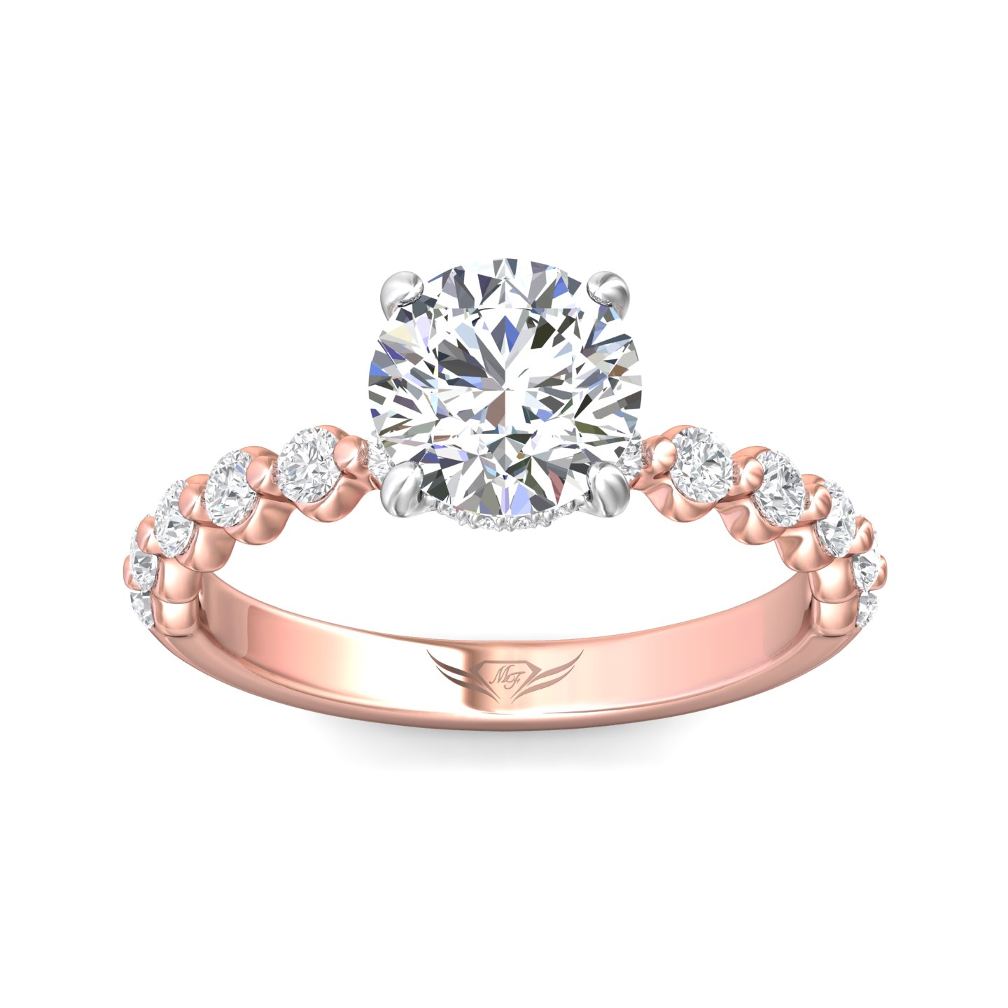 18K White and Rose Gold Round Diamond Engagement Ring