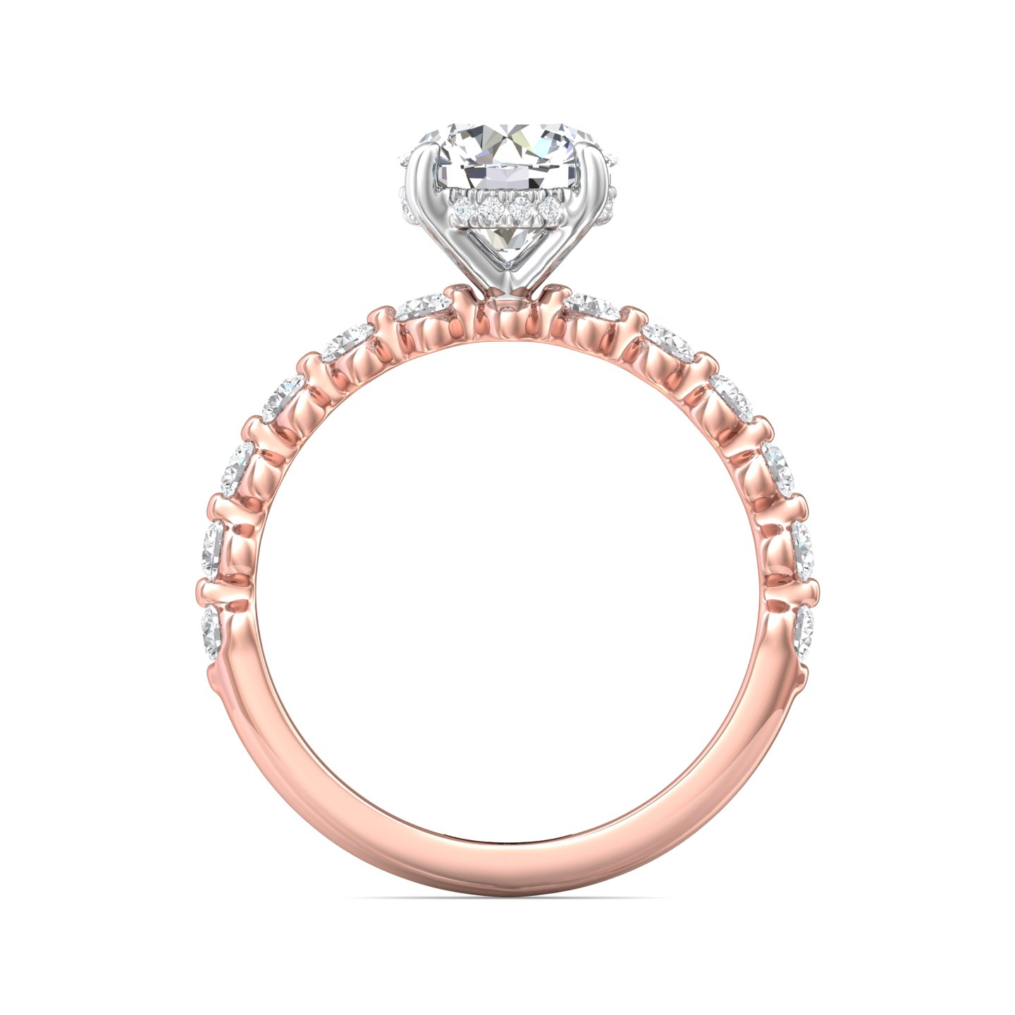 18K White and Rose Gold Round Diamond Engagement Ring