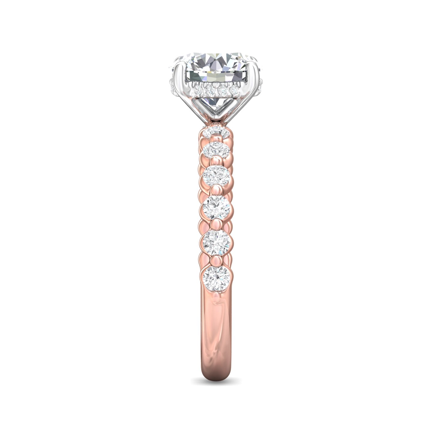 18K White and Rose Gold Round Diamond Engagement Ring