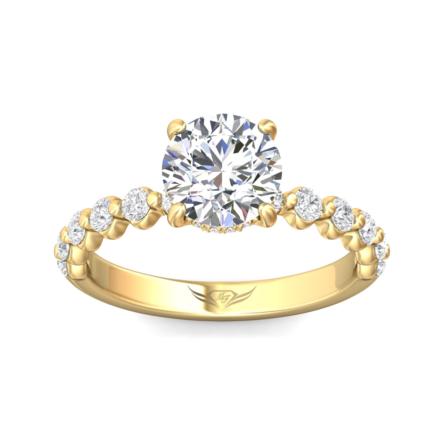14K Yellow Gold Round Diamond Engagement Ring
