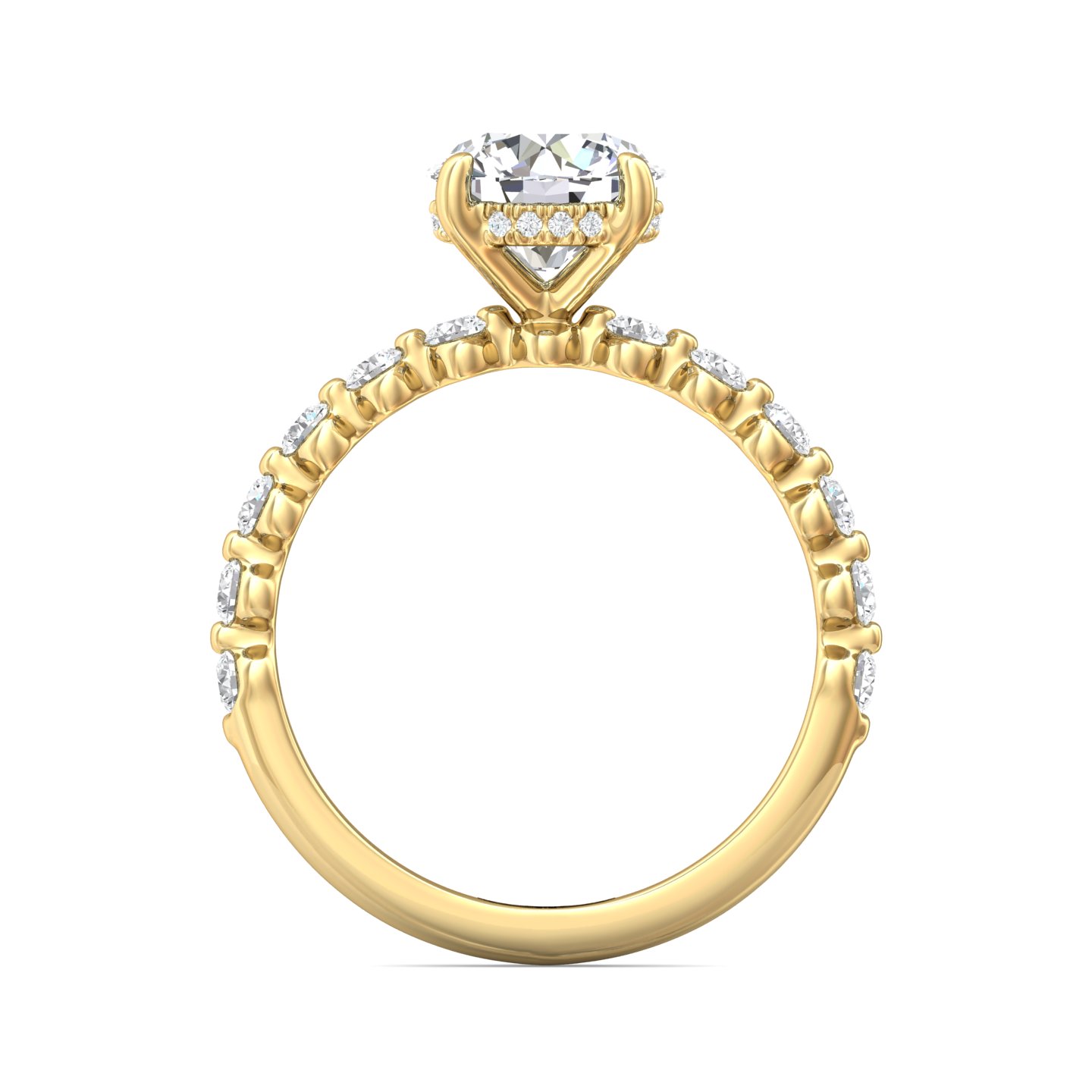 14K Yellow Gold Round Diamond Engagement Ring